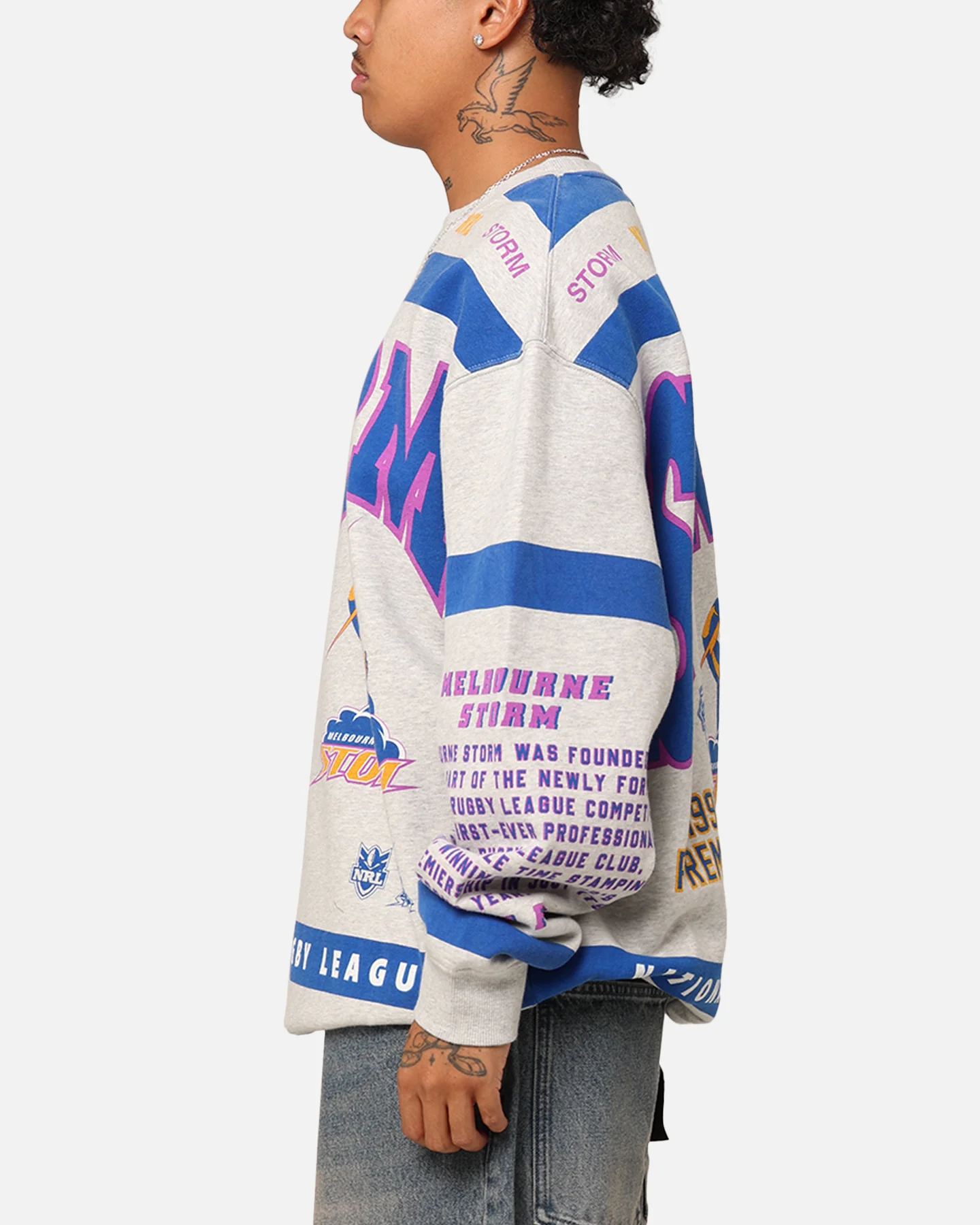 Mitchell & Ness Melbourne Storm Team Crewneck Grey Marle - Image 6