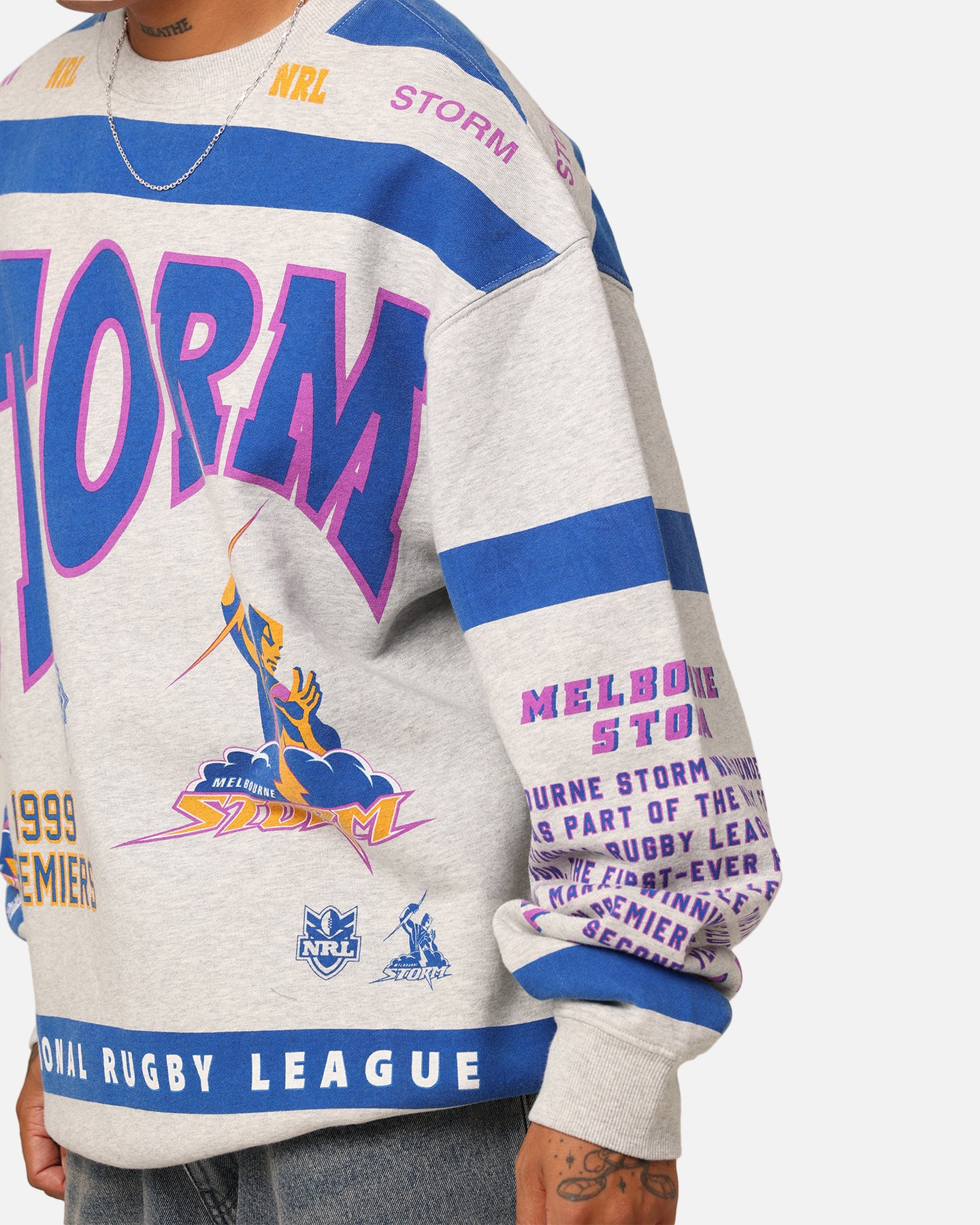 Mitchell & Ness Melbourne Storm Team Crewneck Grey Marle - Image 7