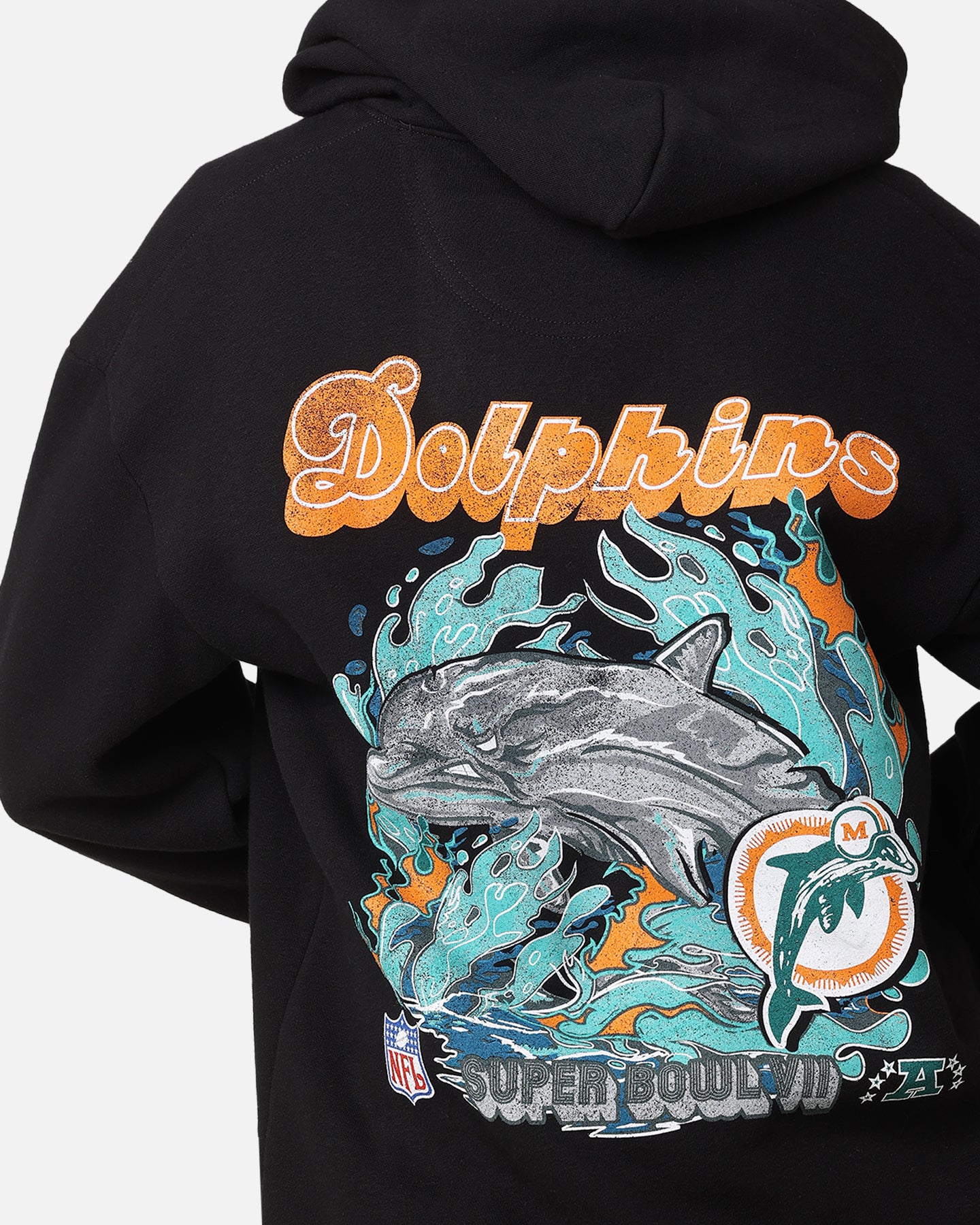Mitchell & Ness Miami Dolphins 'Alter Ego' Flames Hoodie Faded Black - Image 7