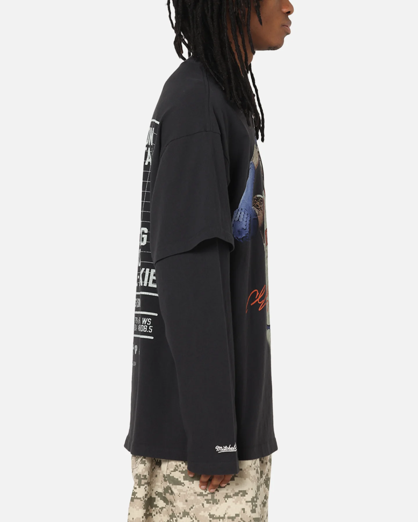 Mitchell & Ness New York Knicks Melo State Of Mind Long Sleeve T-Shirt Faded Black - Image 5