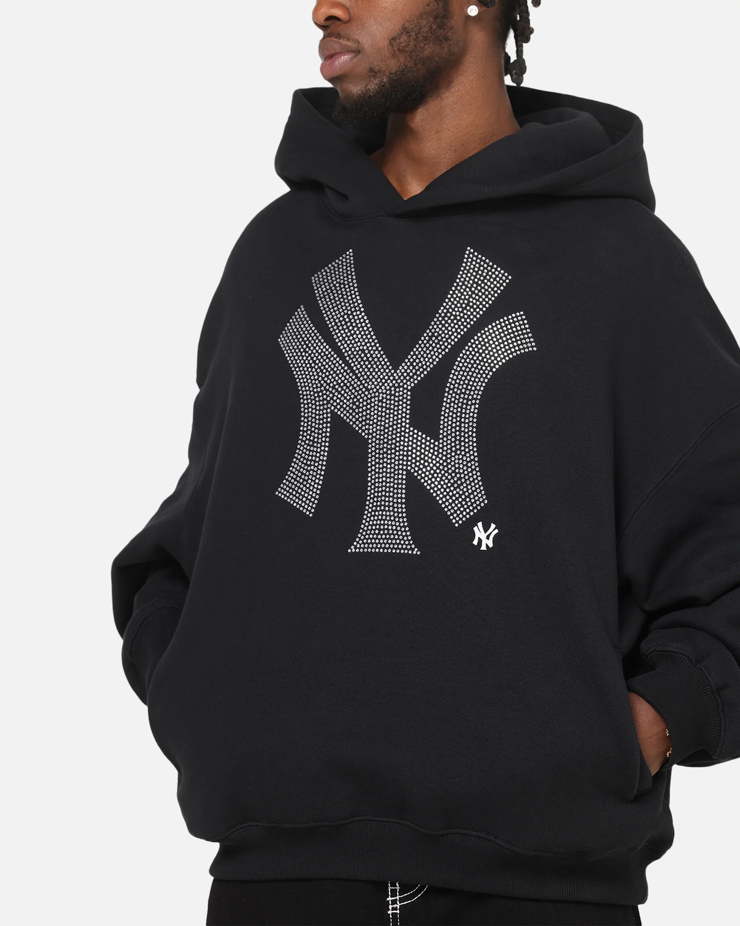 Mitchell & Ness New York Yankees Rhinestone Hoodie Faded Black - Image 6