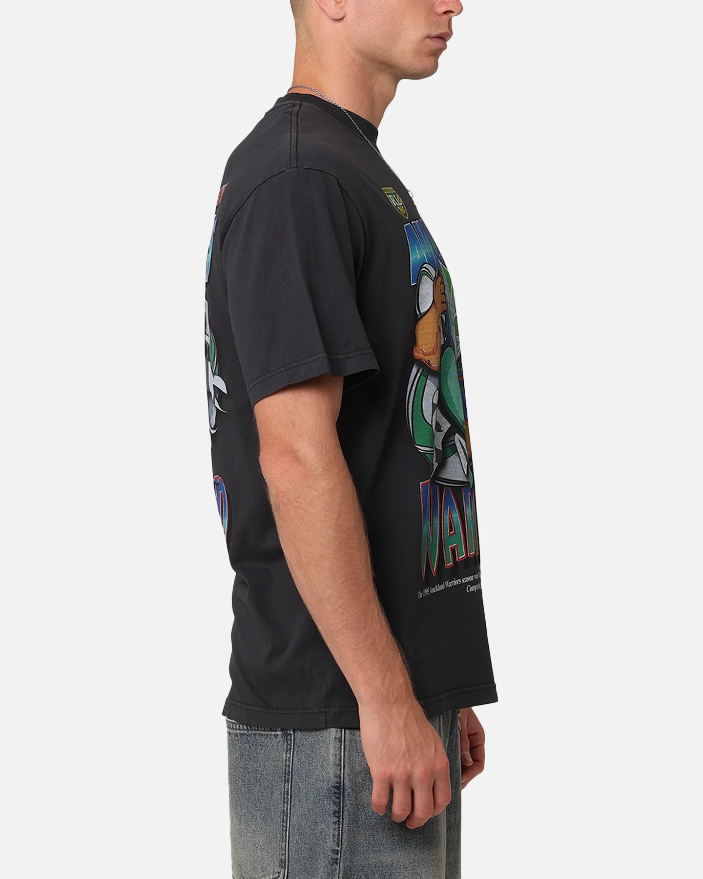 Mitchell & Ness New Zealand Warriors Ball Busting T-Shirt Overdyed Black - Image 4