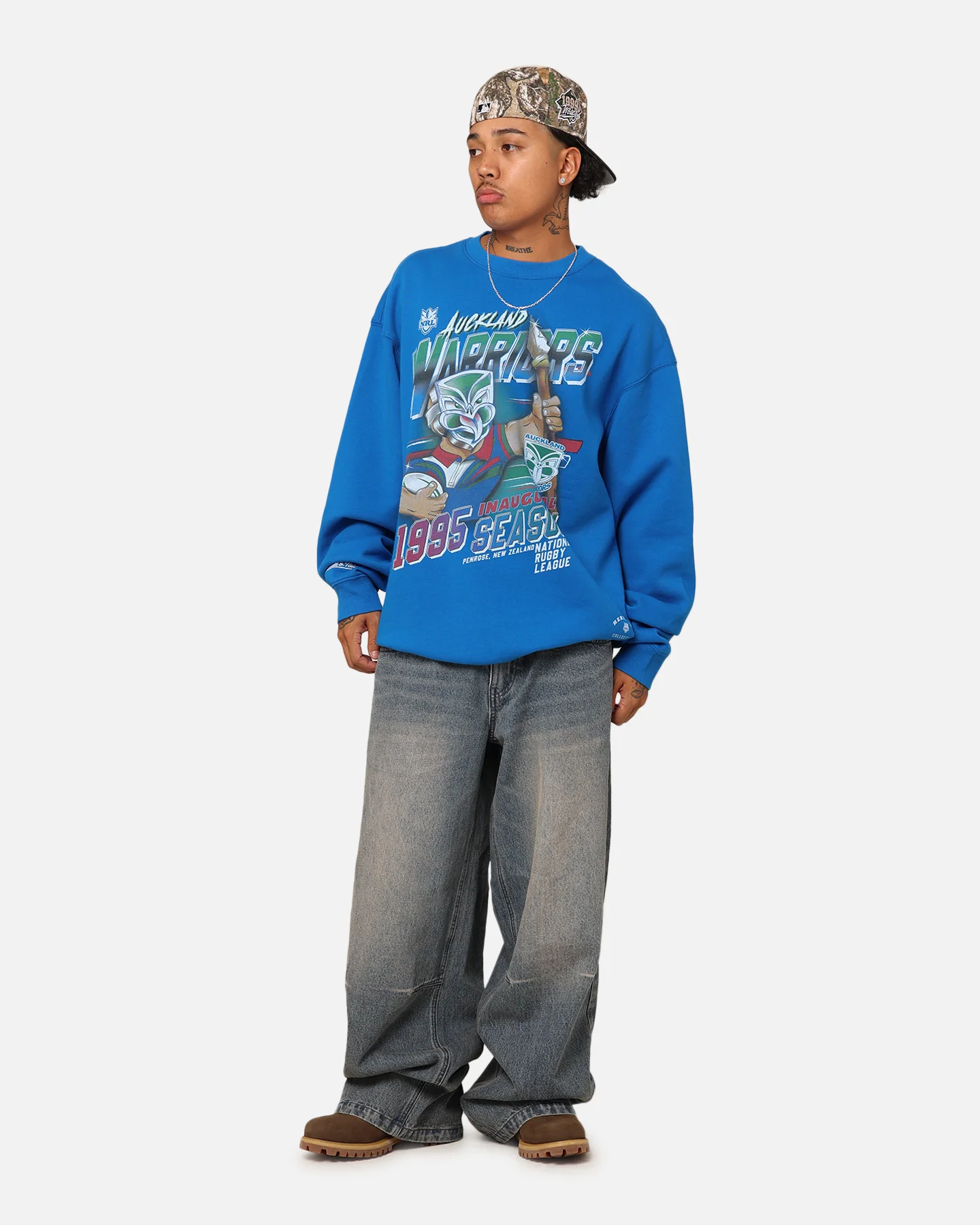 Mitchell & Ness New Zealand Warriors Inaugural Season Crewneck Blue - Image 2
