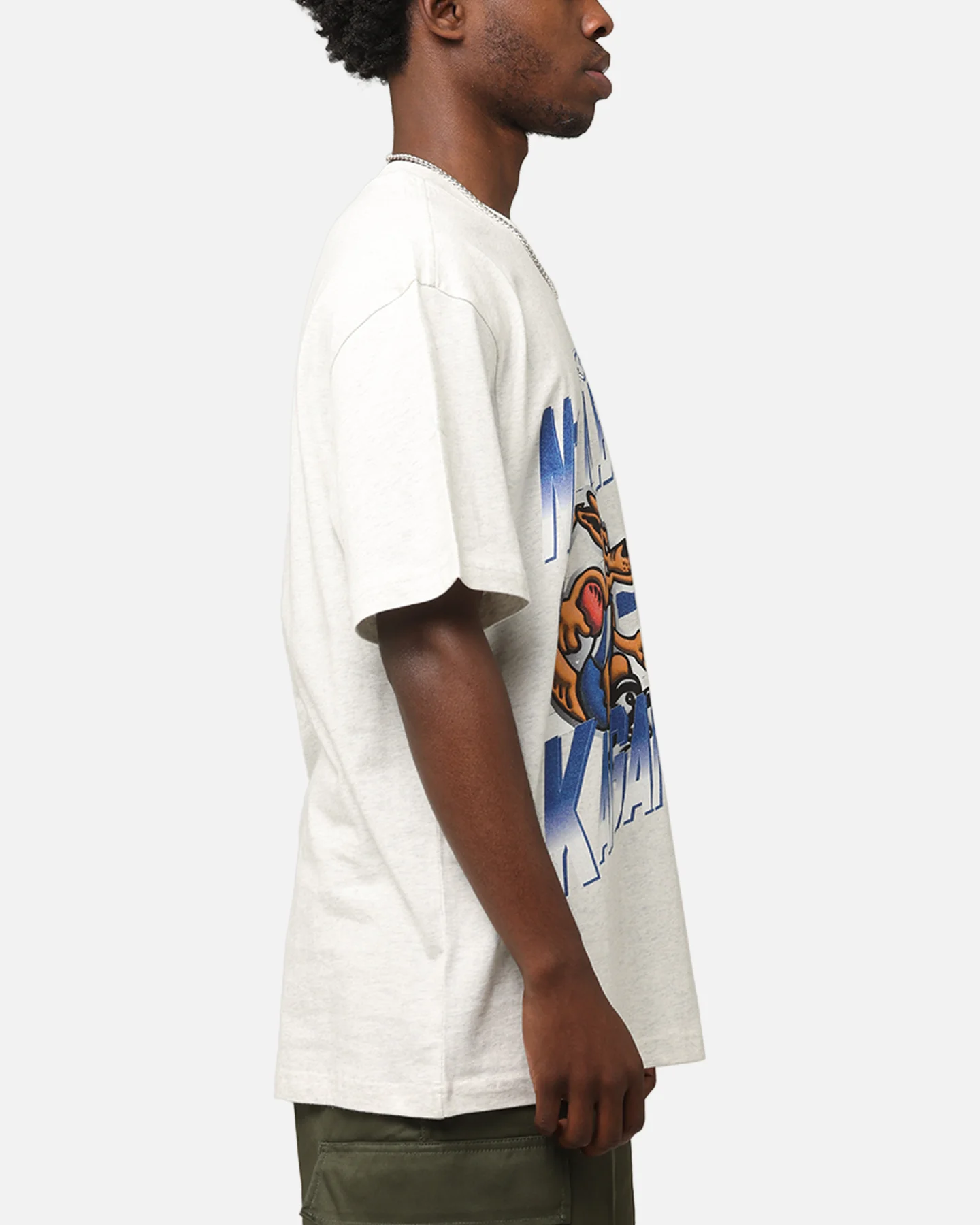 Mitchell & Ness North Melbourne Kangaroos Mascot Character T-Shirt Silver Marle - Image 4