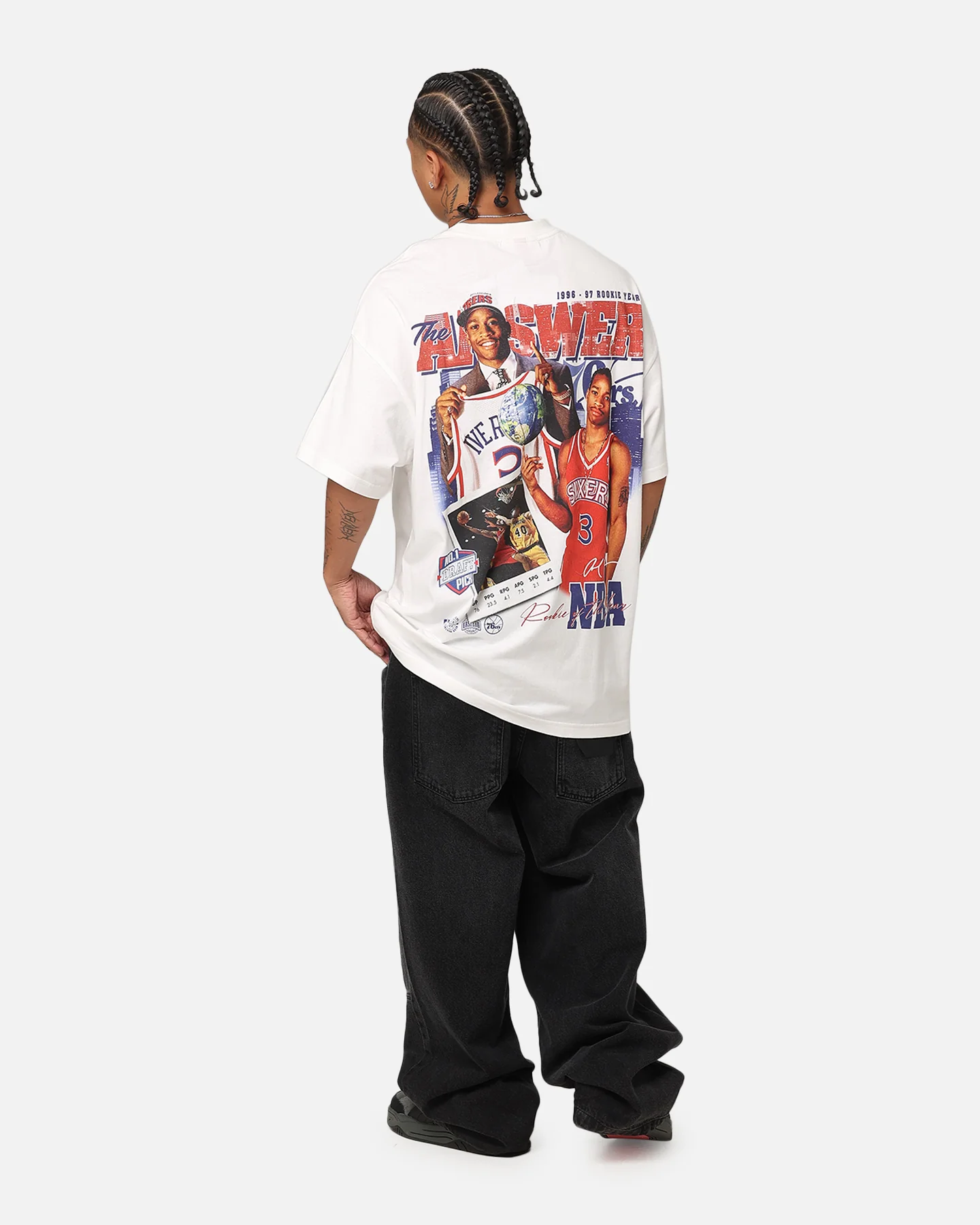 Mitchell & Ness Philadelphia 76ers Allen Iverson Rookie Season T-Shirt Vintage White - Image 4