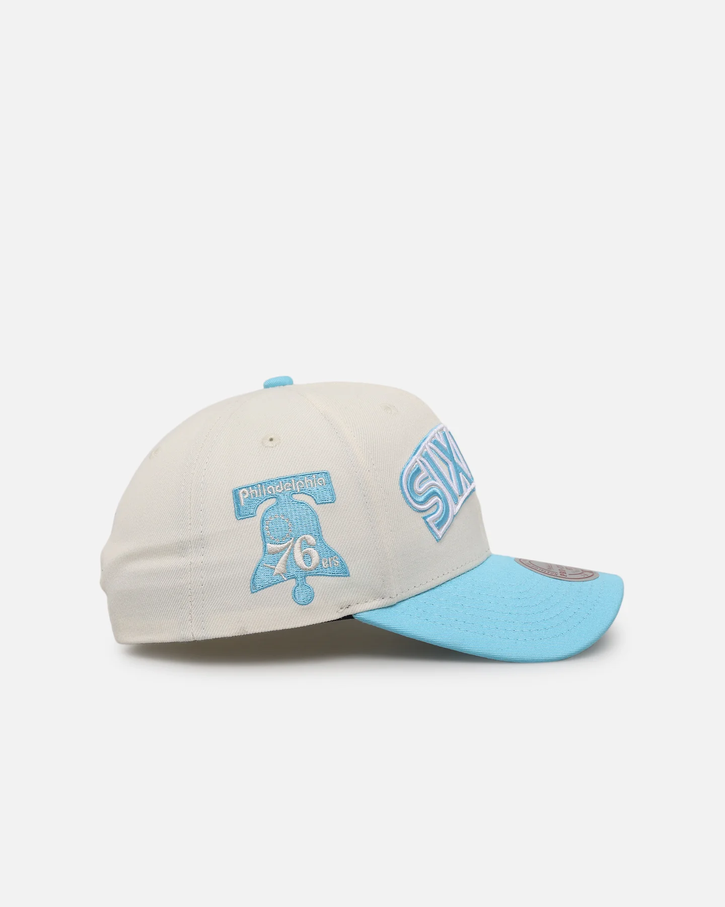 Mitchell & Ness Philadelphia 76ers 'Sky Blue' Pro Crown Snapback White Cream/Blue - Image 3