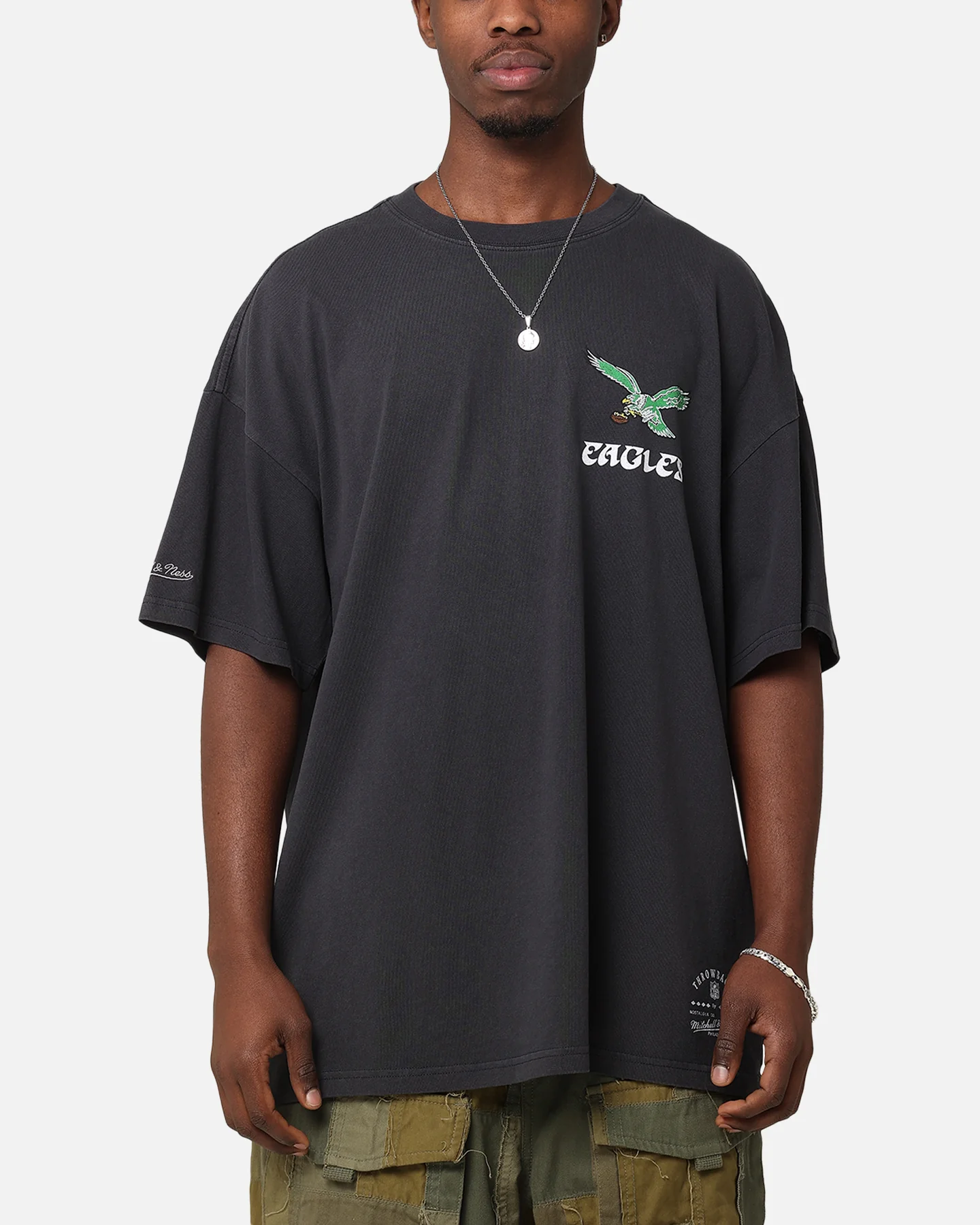 Mitchell & Ness Philadelphia Eagles 'Alter Ego' Flames T-Shirt Faded Black - Image 2