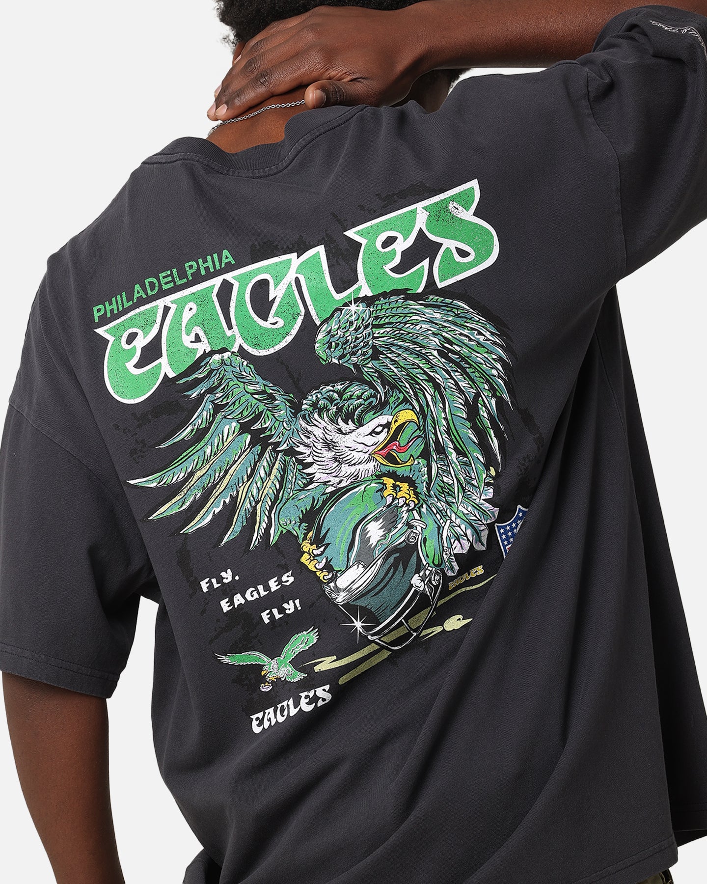 Mitchell & Ness Philadelphia Eagles 'Alter Ego' Flames T-Shirt Faded Black - Image 7