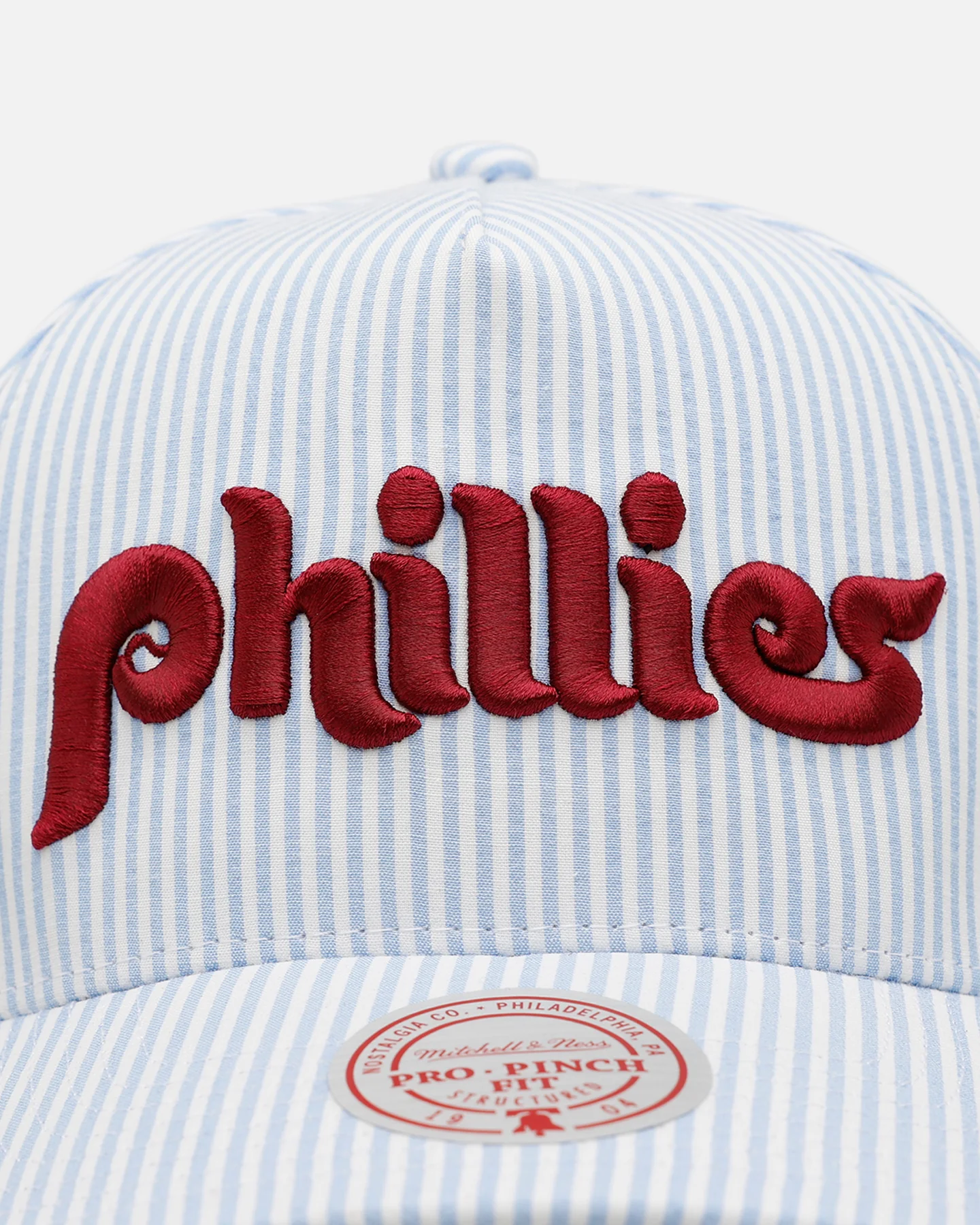 Mitchell & Ness Philadelphia Phillies 'Seersucker' Pro Pinch Snapback Blue/White - Image 5