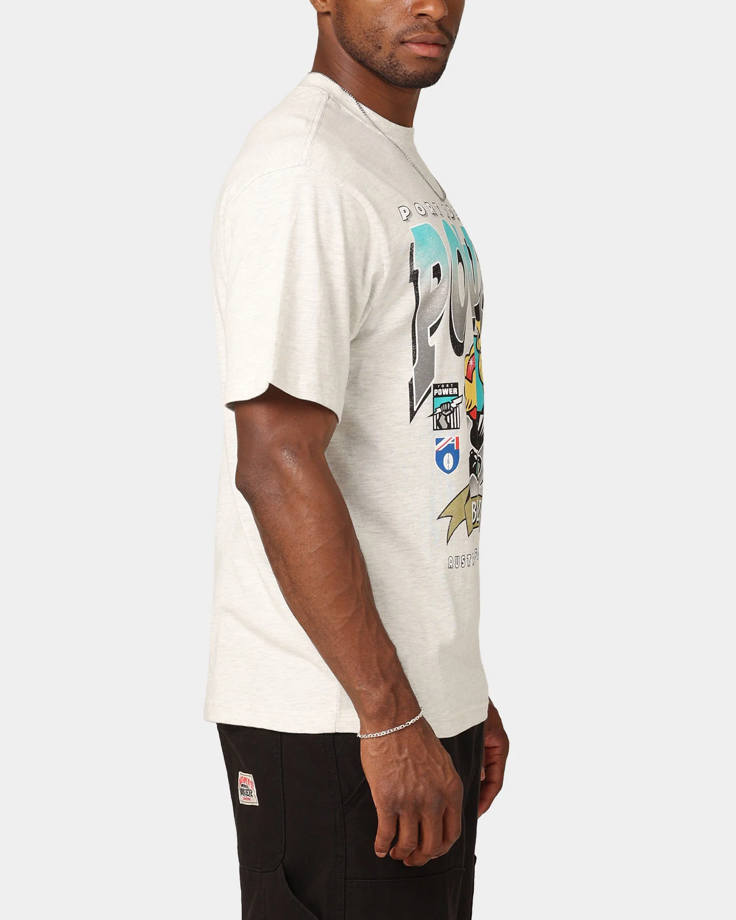 Mitchell & Ness Port Adelaide Power Character T-Shirt Silver Marle - Image 5