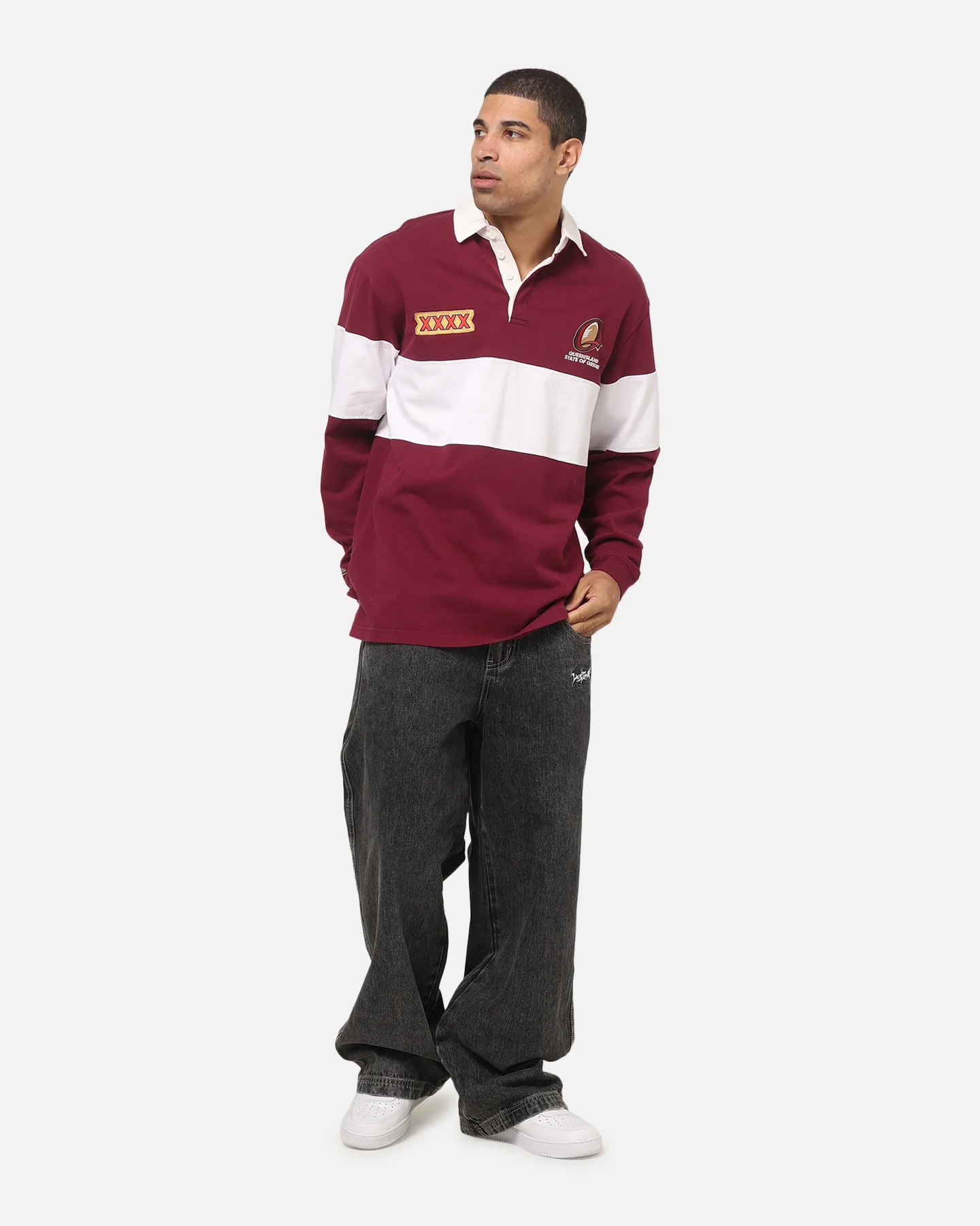 Mitchell & Ness Queensland Maroons Panelled Rugby Shirt Maroon - Image 2