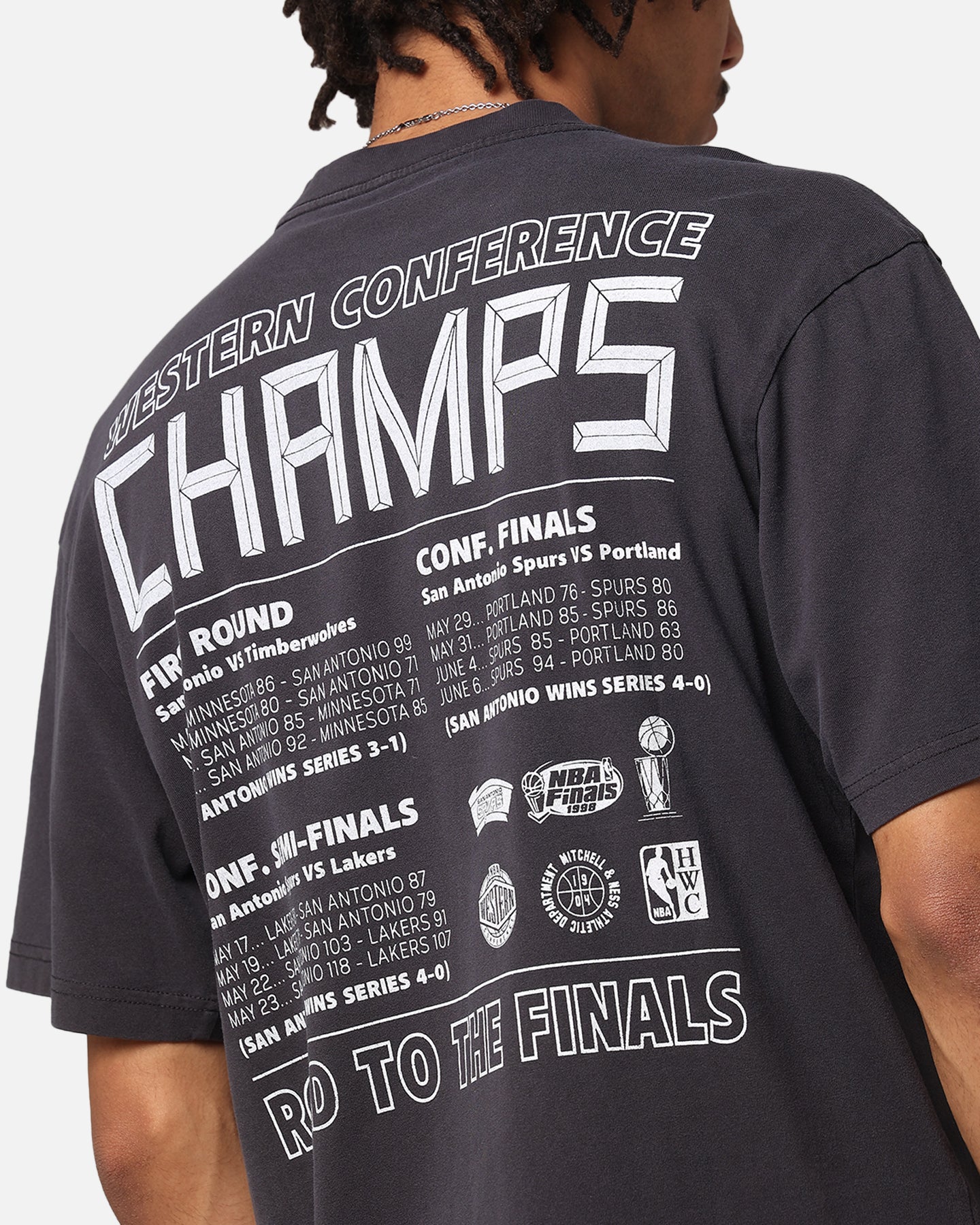 Mitchell & Ness San Antonio Spurs Chisel Championship T-Shirt Black - Image 7