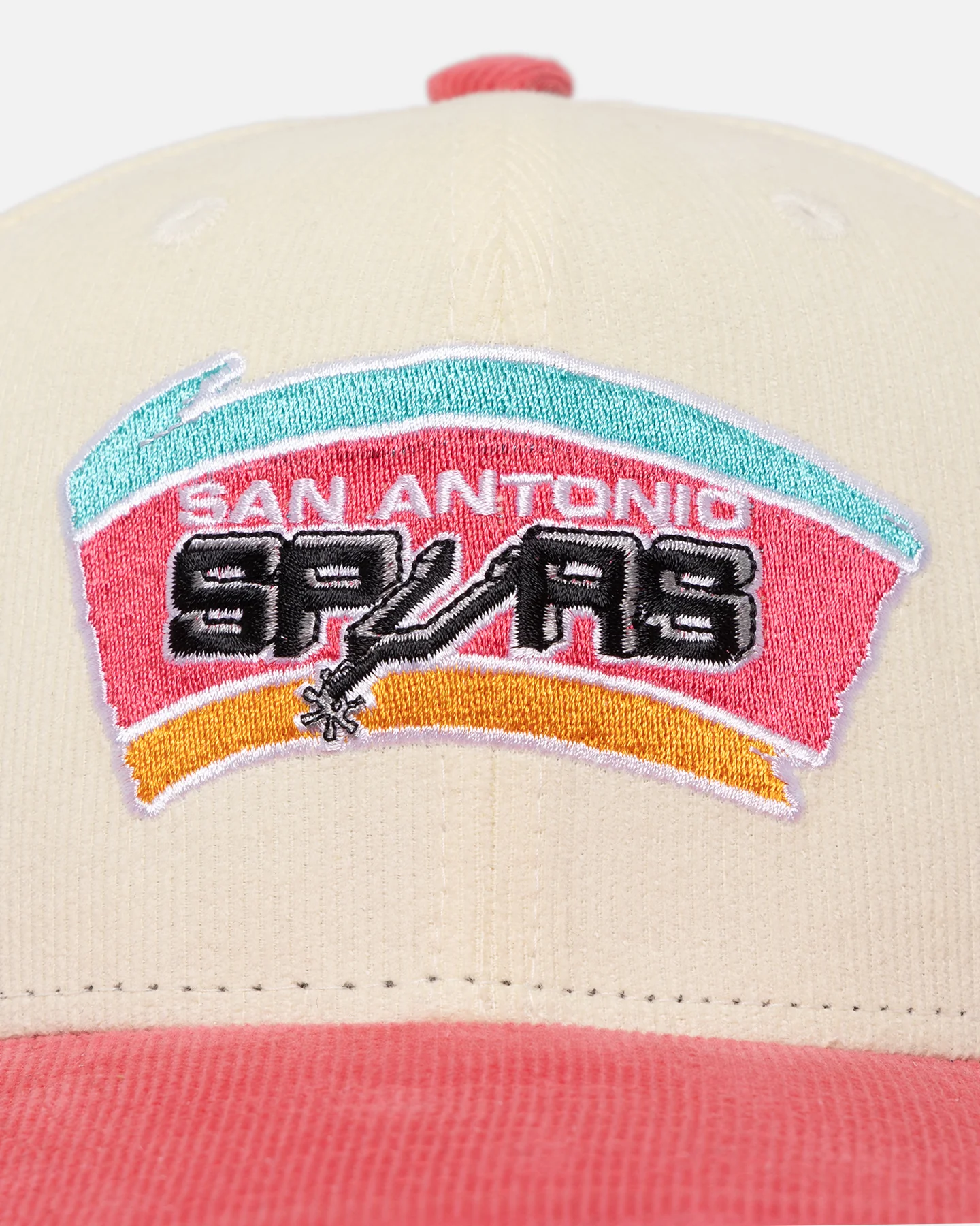 Mitchell & Ness San Antonio Spurs Go Team Go OG Corduroy Snapback Light Cream/Hot - Image 6