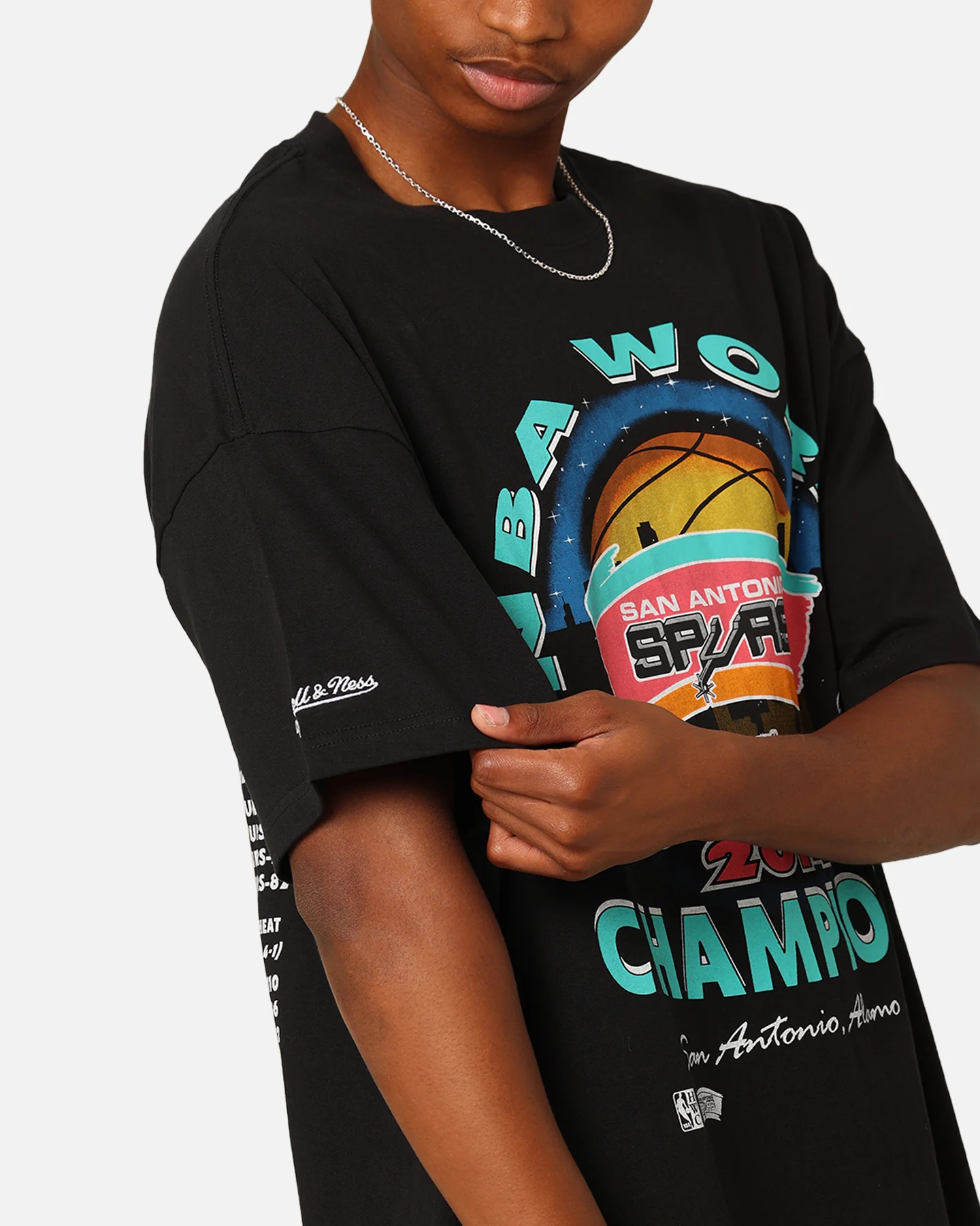 Mitchell & Ness San Antonio Spurs 'Spurs 2014 Champs' 2014 World Champs T-Shirt Black - Image 7