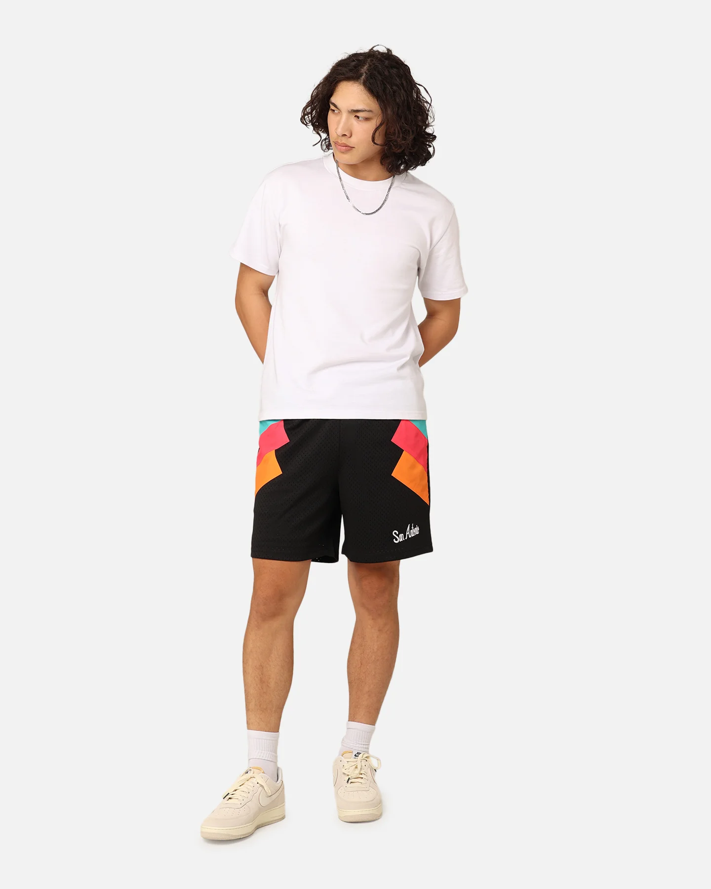 Mitchell & Ness San Antonio Spurs Wear Your Stripes Shorts Black - Image 2