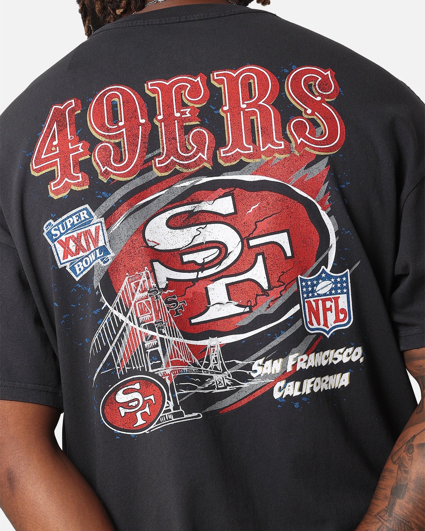 Mitchell & Ness San Francisco 49ers 'Alter Ego' Flames T-Shirt Faded Black - Image 7