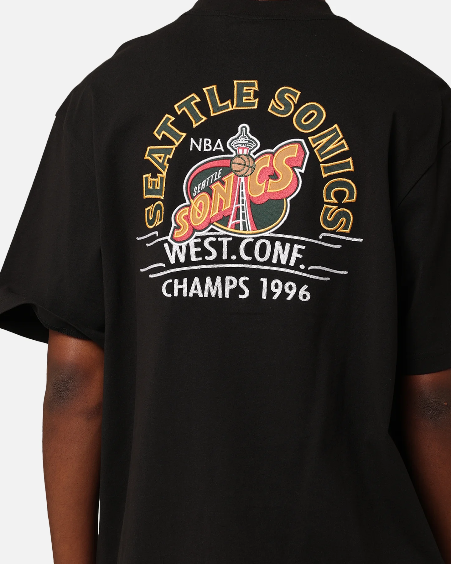 Mitchell & Ness Seattle Sonics Arch T-Shirt Faded Black - Image 6