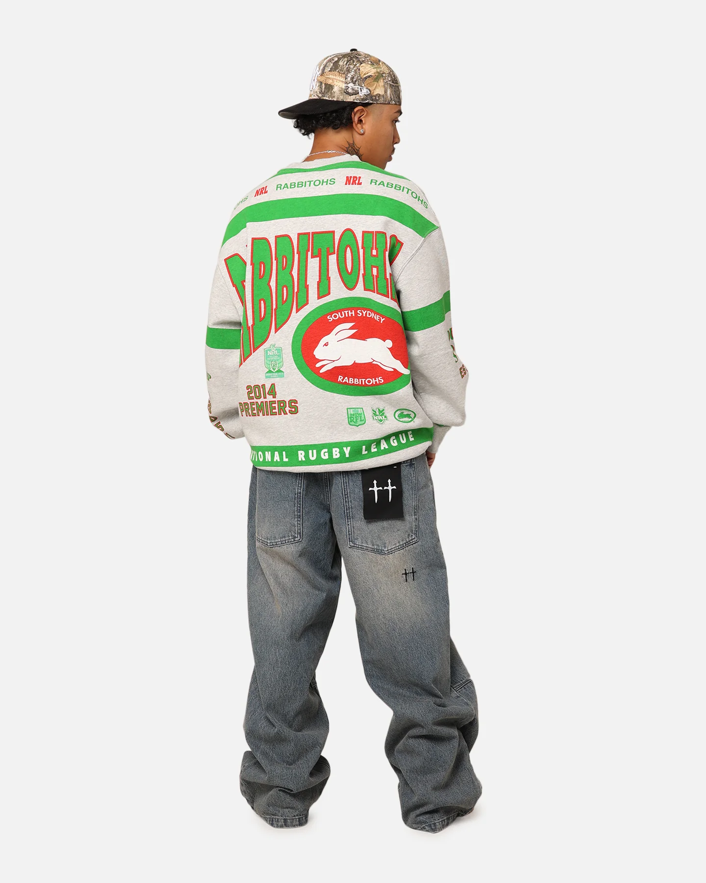 Mitchell & Ness South Sydney Rabbitohs Team Crewneck Grey Marle - Image 2
