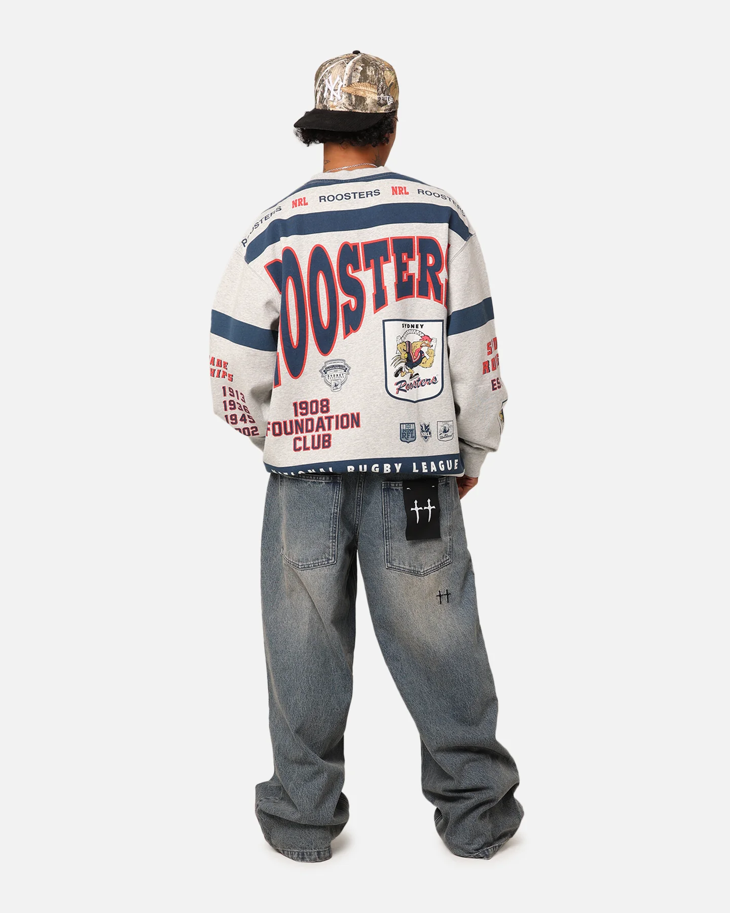 Mitchell & Ness Sydney Roosters Team Crewneck Grey Marle - Image 2