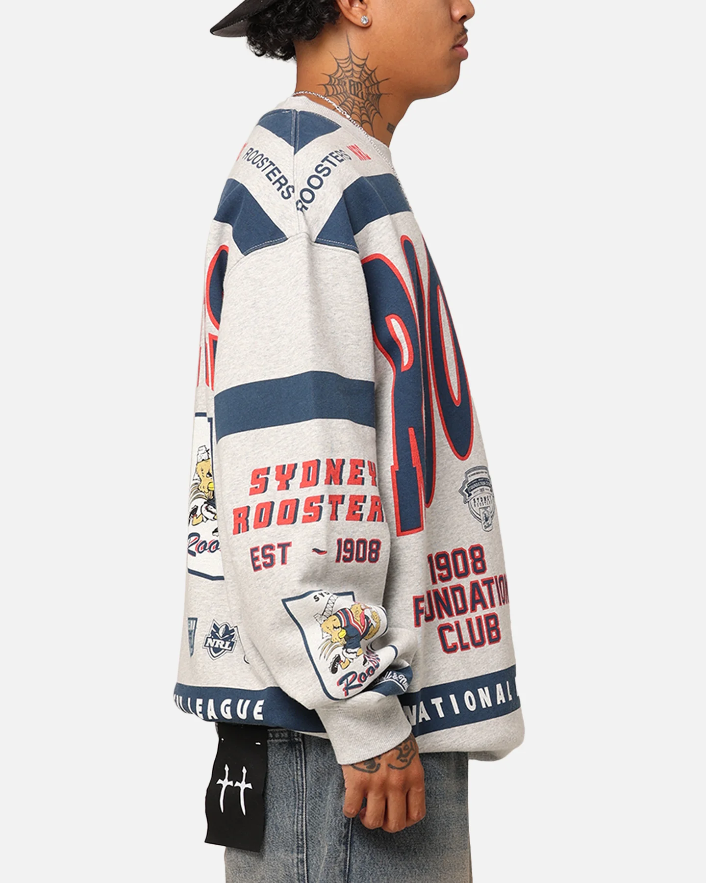 Mitchell & Ness Sydney Roosters Team Crewneck Grey Marle - Image 5