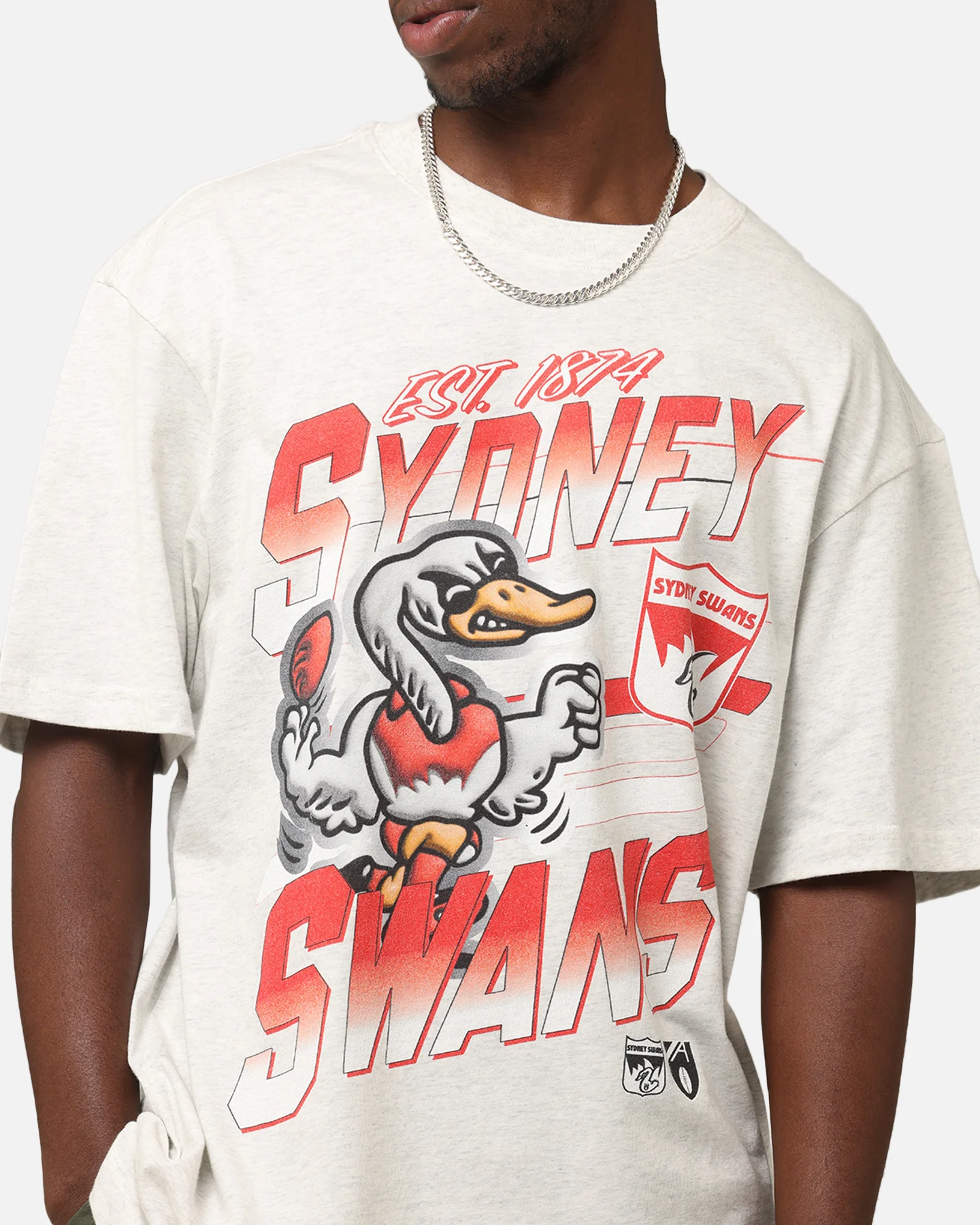 Mitchell & Ness Sydney Swans Mascot Character T-Shirt Silver Marle - Image 6