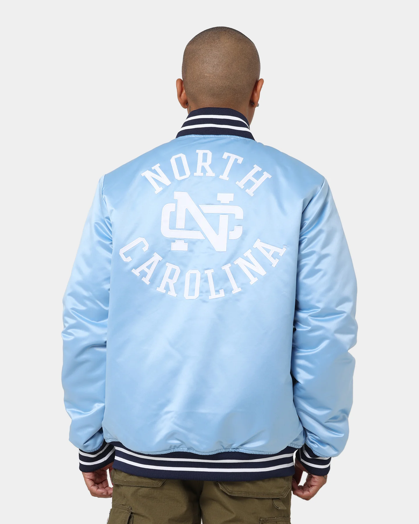 Mitchell & Ness University Of North Carolina Tar Heels Heavyweight Satin Jacket Light Blue - Image 5