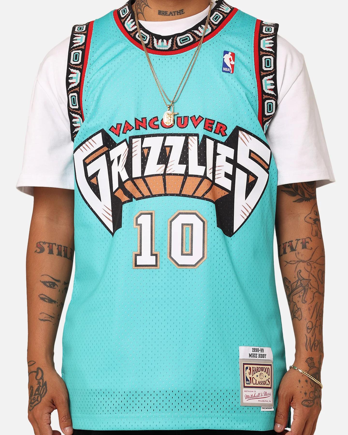Mitchell & Ness Vancouver Grizzlies Mike Bibby '98-'99 #10 Swingman Jersey Teal - Image 4