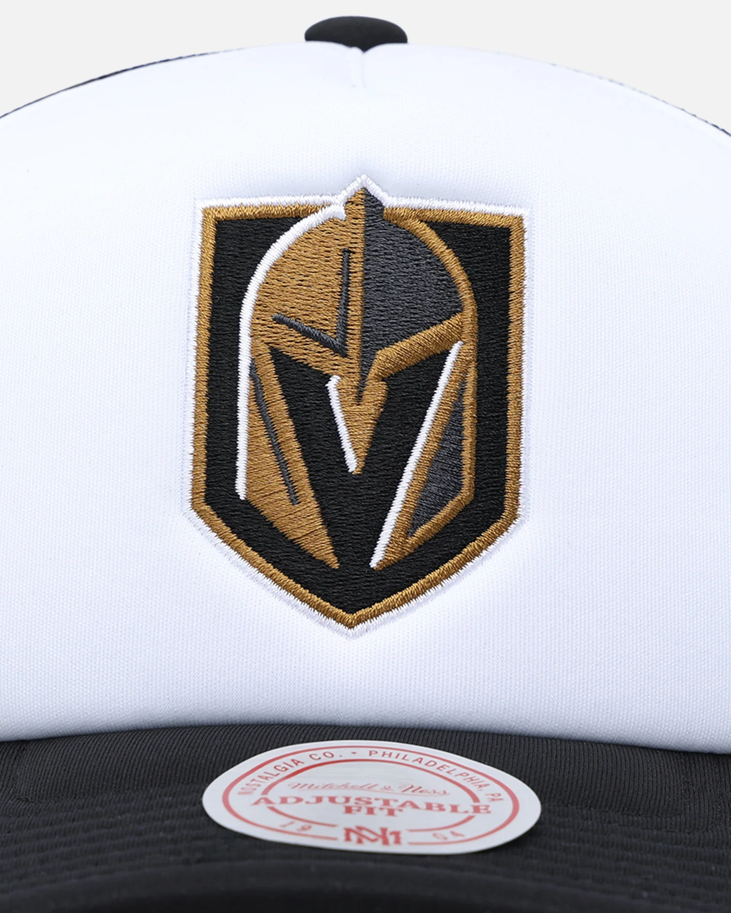 Mitchell & Ness Vegas Golden Knights Logo Foam Trucker Snapback Black/White - Image 5
