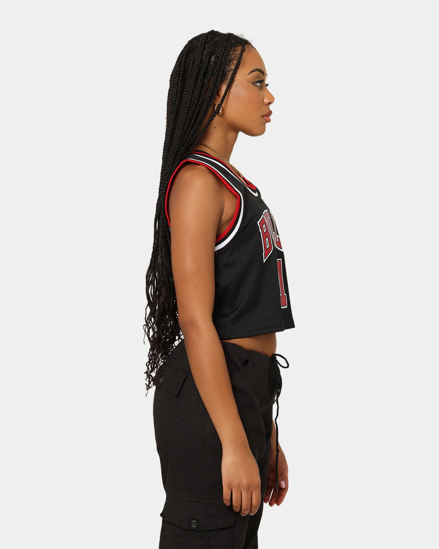 Mitchell & Ness Women's Chicago Bulls Dennis Rodman #91 NBA Cropped Jersey Black - Image 5