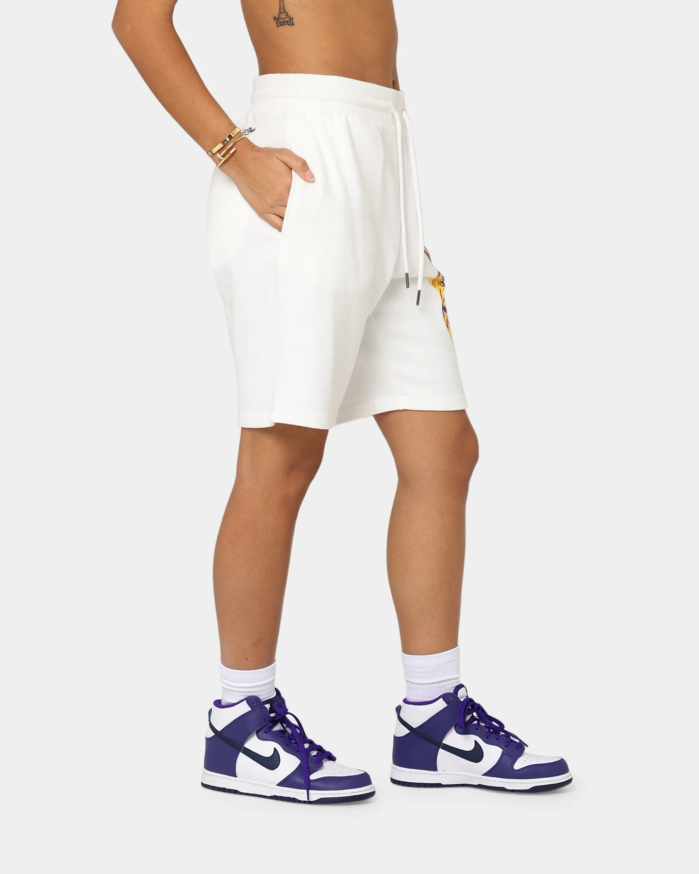 Mitchell & Ness Women's Dunk Shorts Vintage White - Image 5