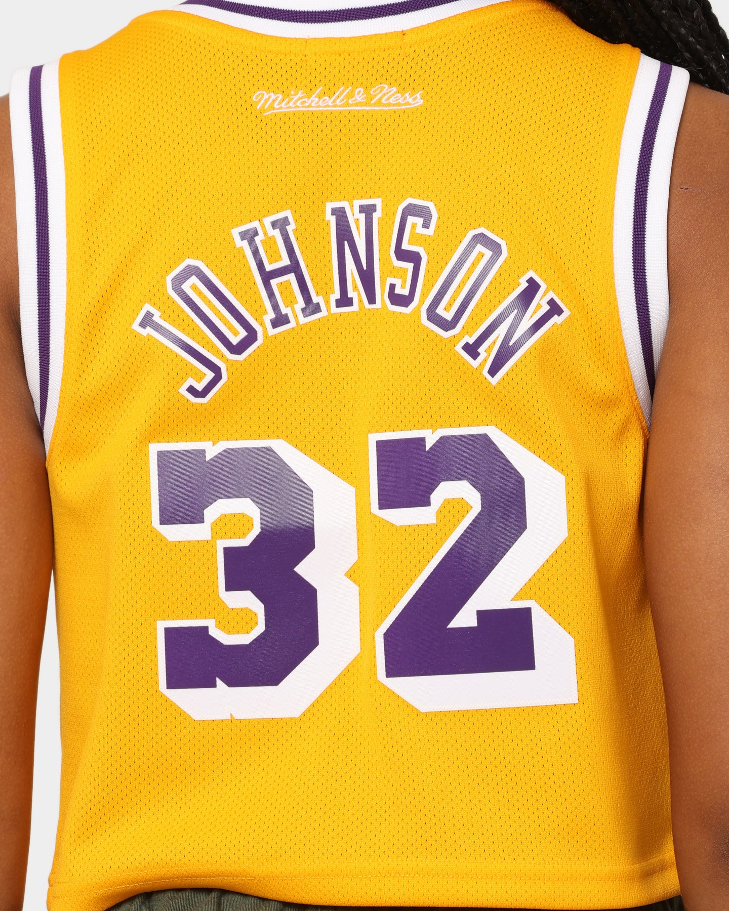 Mitchell & Ness Women's Los Angeles Lakers Earvin "Magic" Johnson #32 NBA Cropped Jersey Yellow/Purple - Image 5