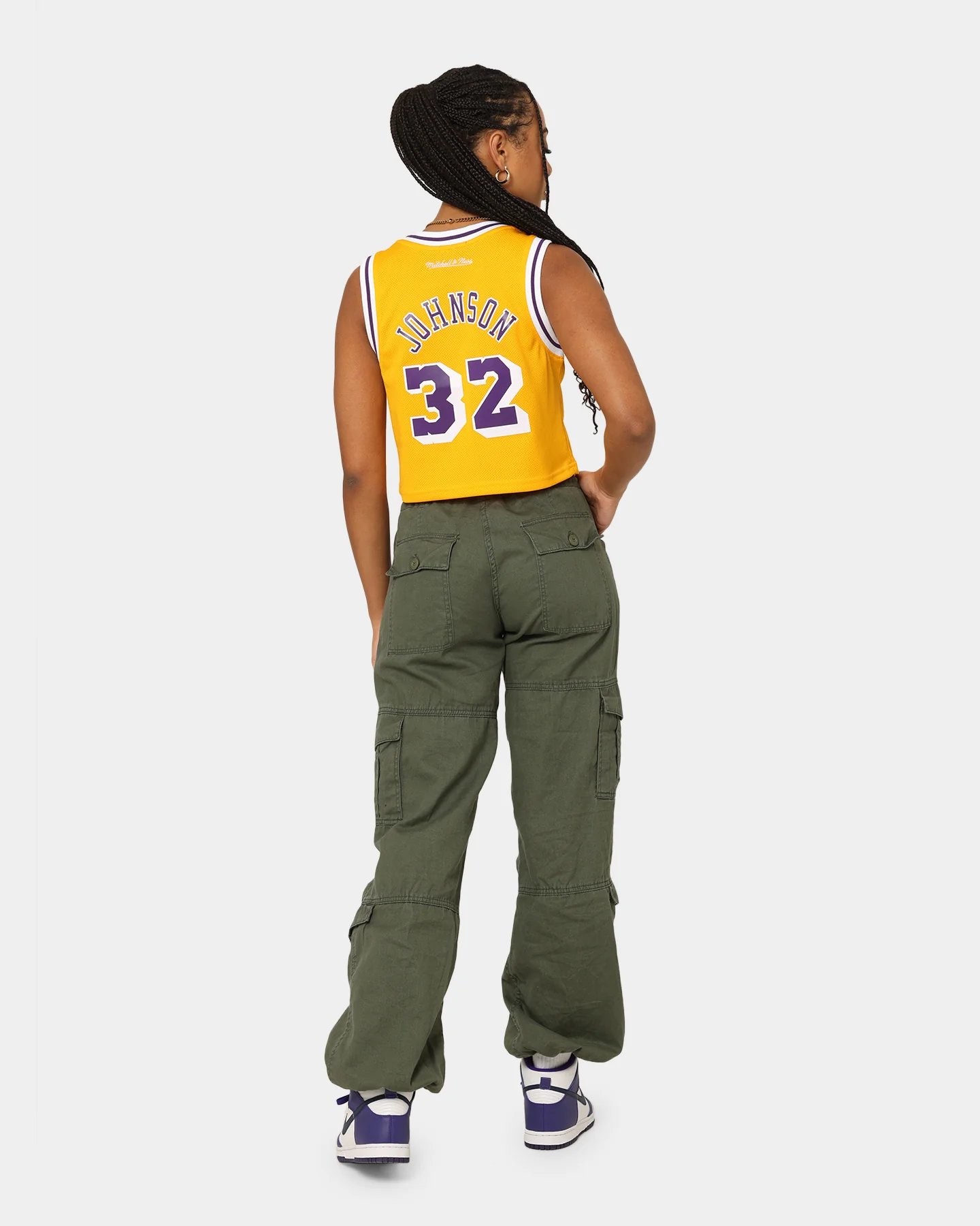 Mitchell & Ness Women's Los Angeles Lakers Earvin "Magic" Johnson #32 NBA Cropped Jersey Yellow/Purple - Image 7