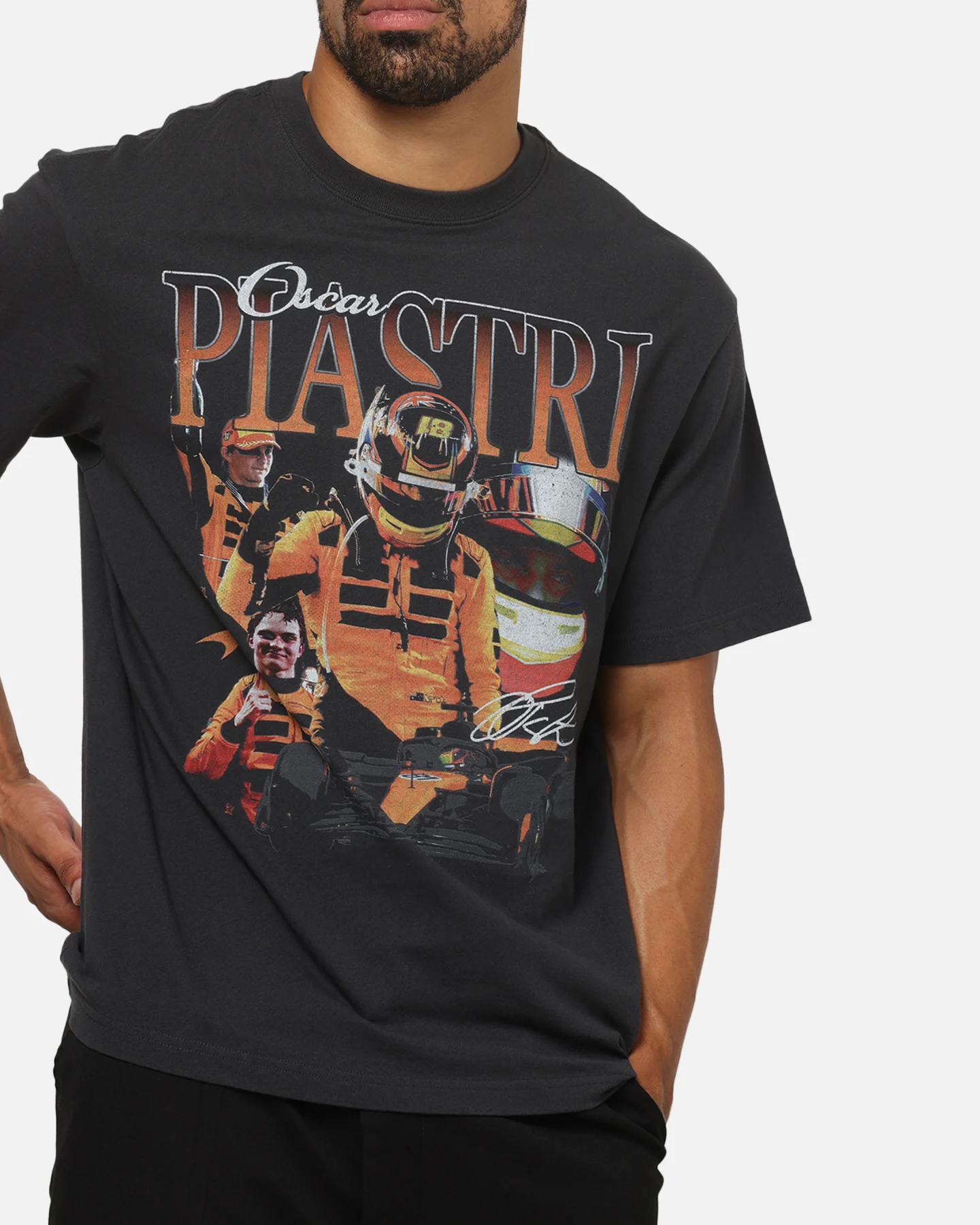 Mitchell & Ness X Mclaren F1 Team Bootleg Oscar Piastri T-Shirt Washed Black - Image 6