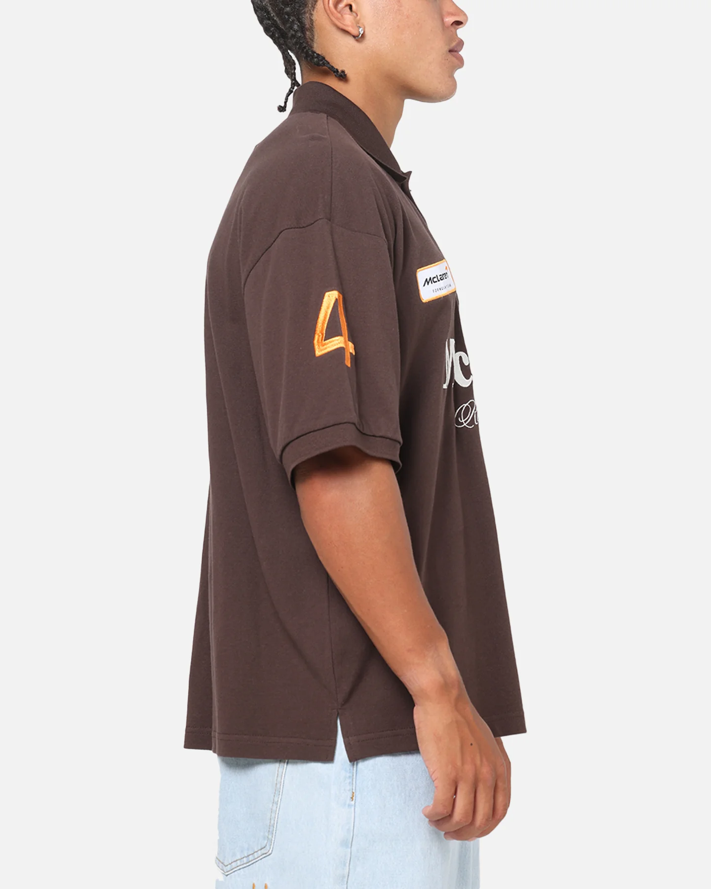 Mitchell & Ness X Mclaren Heritage Boxy Polo Shirt Chocolate - Image 4