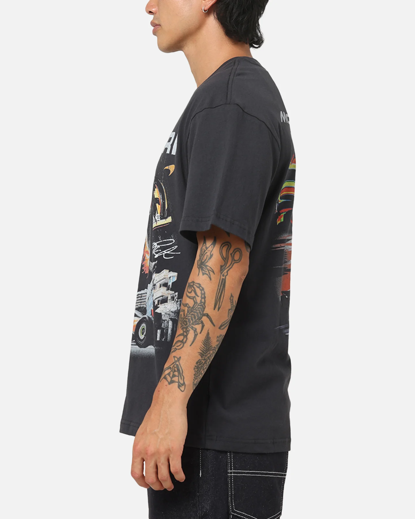 Mitchell & Ness X Mclaren Oscar Piastri Signature T-Shirt Washed Black - Image 6