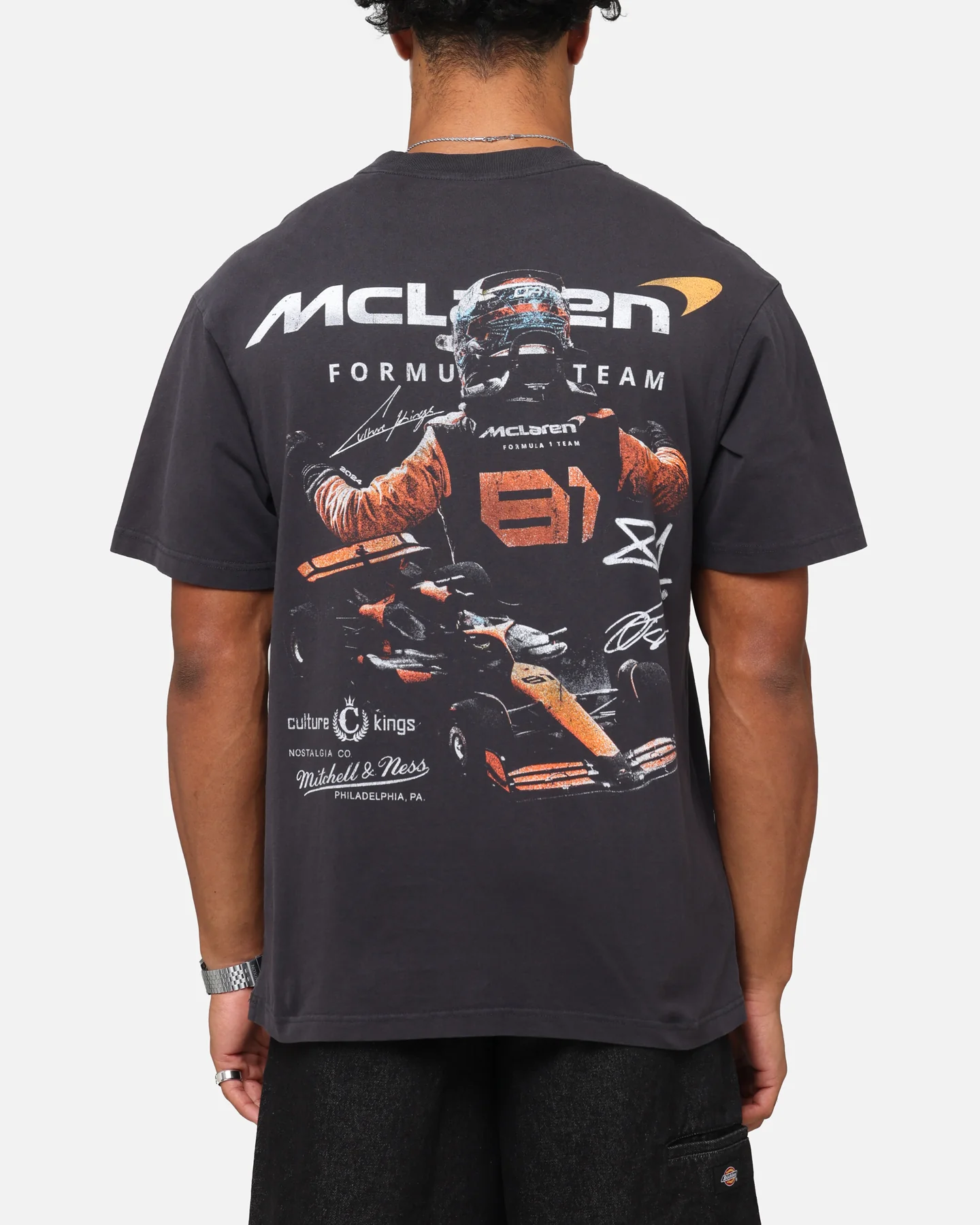 Mitchell & Ness X Mclaren Oscar Piastri Victory T-Shirt Faded Black - Image 2