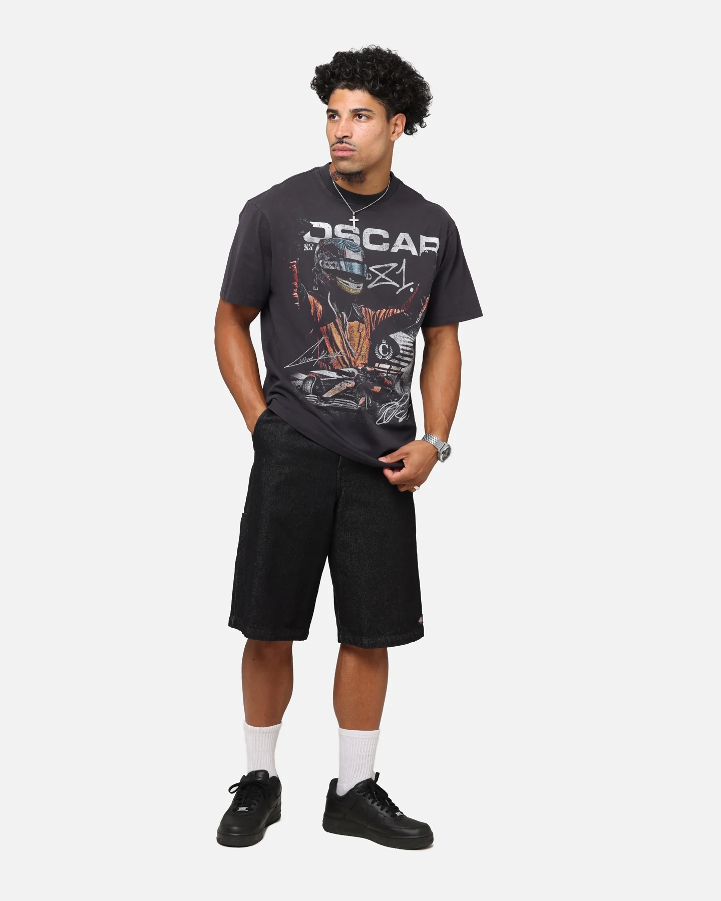 Mitchell & Ness X Mclaren Oscar Piastri Victory T-Shirt Faded Black - Image 3