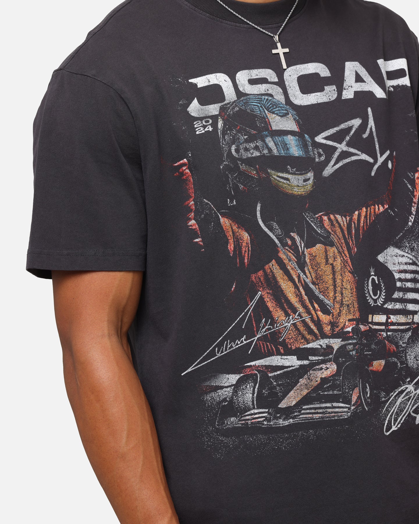 Mitchell & Ness X Mclaren Oscar Piastri Victory T-Shirt Faded Black - Image 7