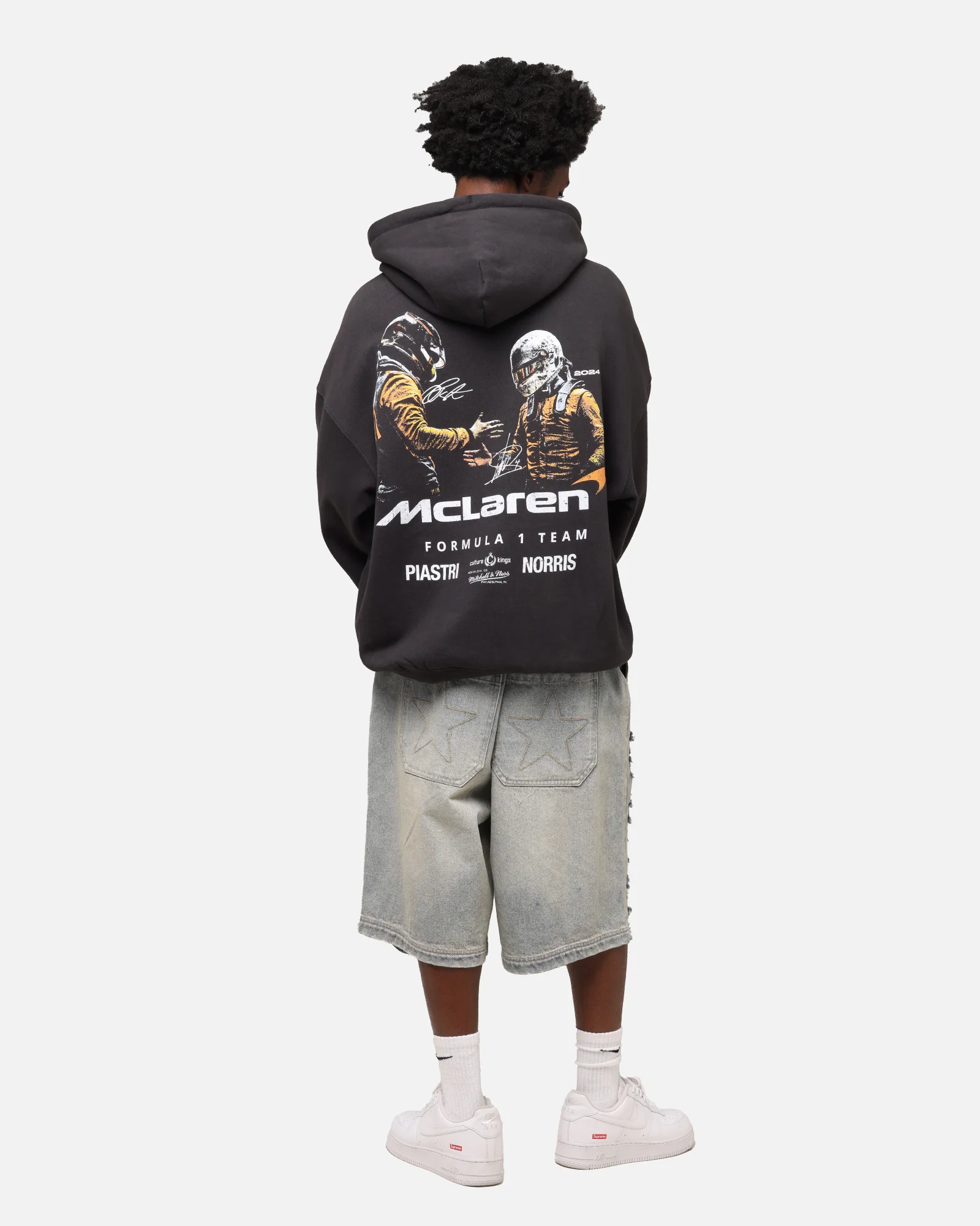 Mitchell & Ness X Mclaren Teammates Hoodie Faded Black - Image 3