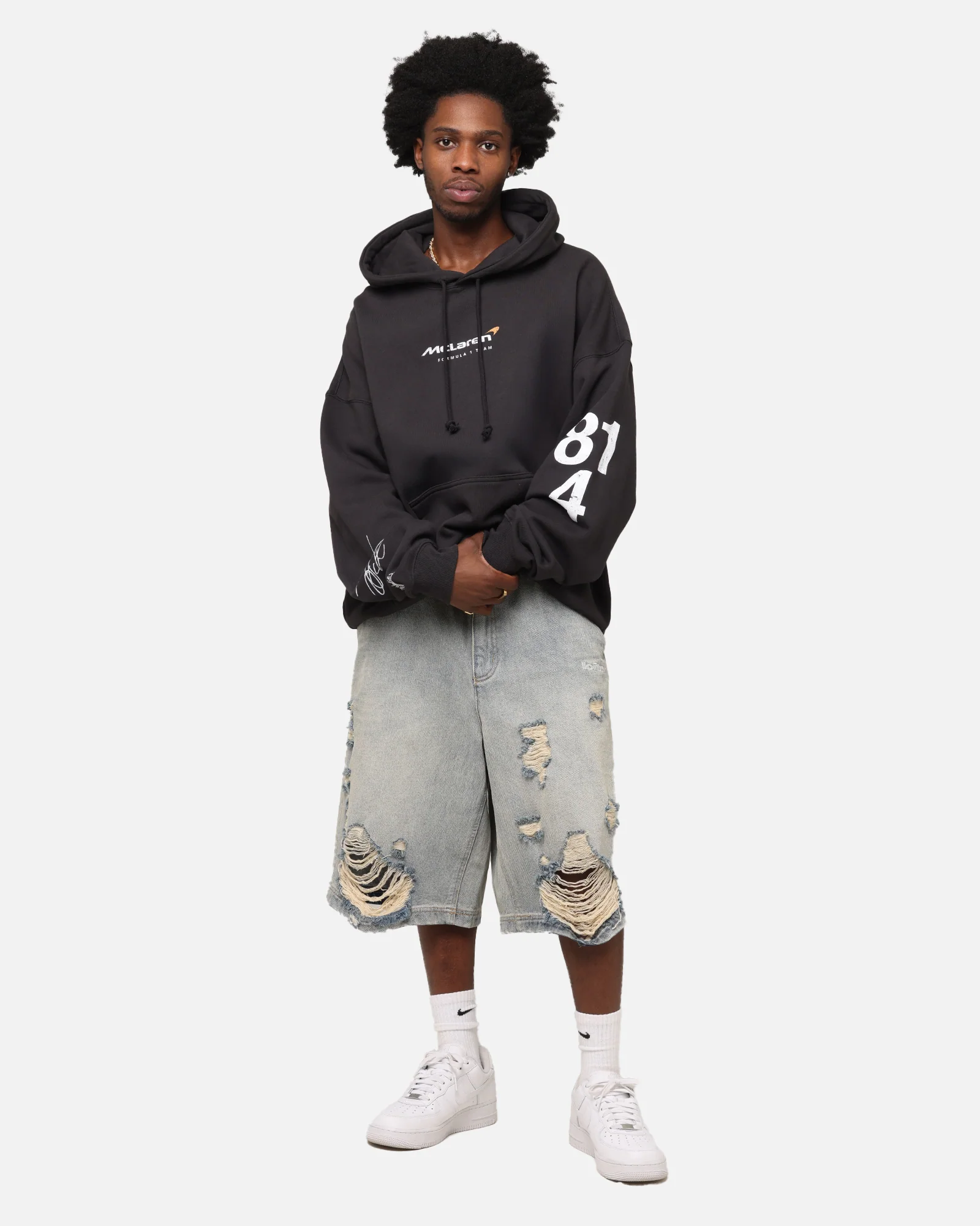 Mitchell & Ness X Mclaren Teammates Hoodie Faded Black - Image 4