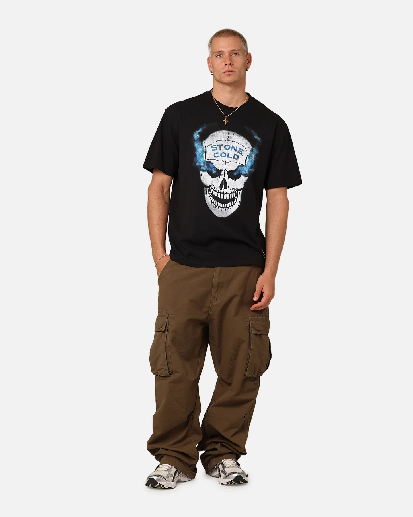 Mitchell & Ness X WWE Stone Cold Steve Austin Skull T-Shirt Overdyed Black - Image 2