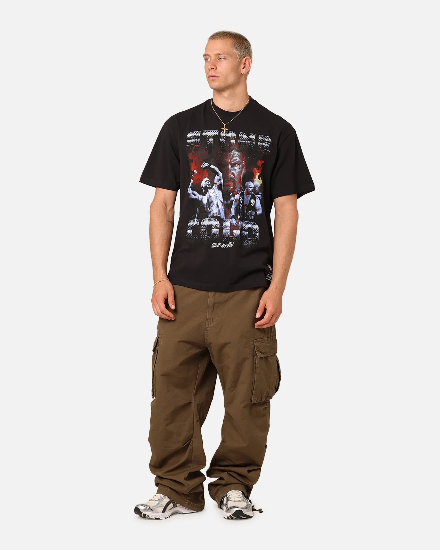 Mitchell & Ness X WWE Stone Cold Steve Austin Stone Cold T-Shirt Overdyed Black - Image 2