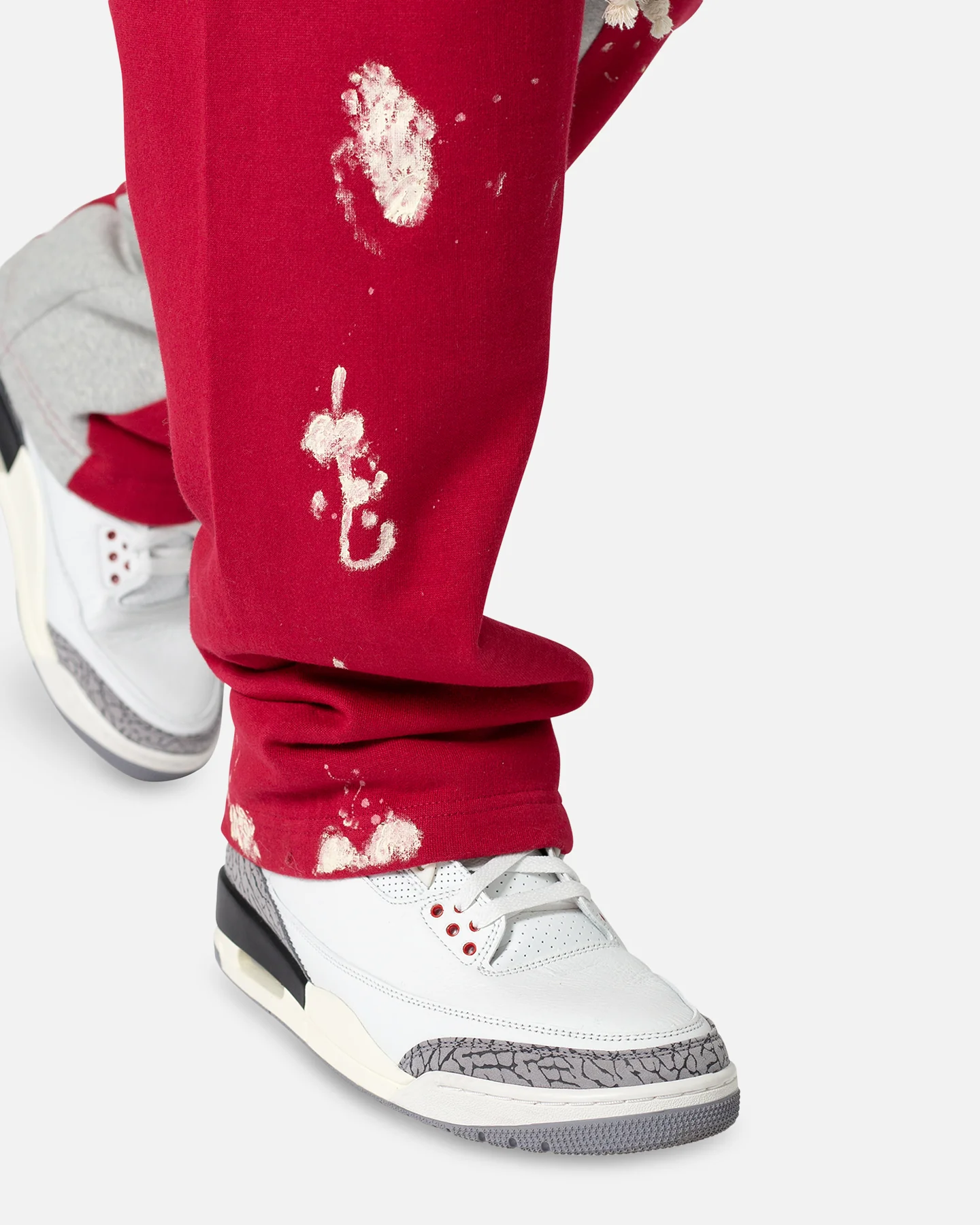 MNML 3 Patch Contrast Sweatpants Grey/Red - Image 6