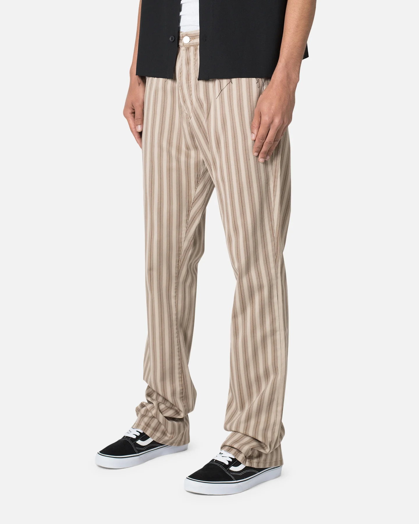 MNML B389 Striped Flare Pants Brown - Image 2