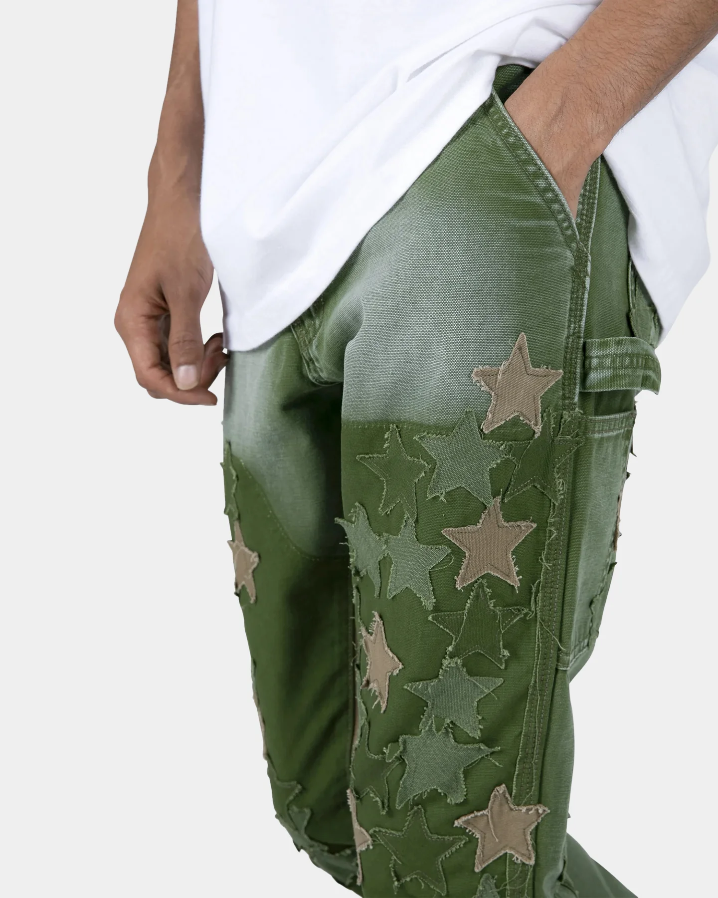 MNML B451 Star Flare Denim Pants Olive - Image 7