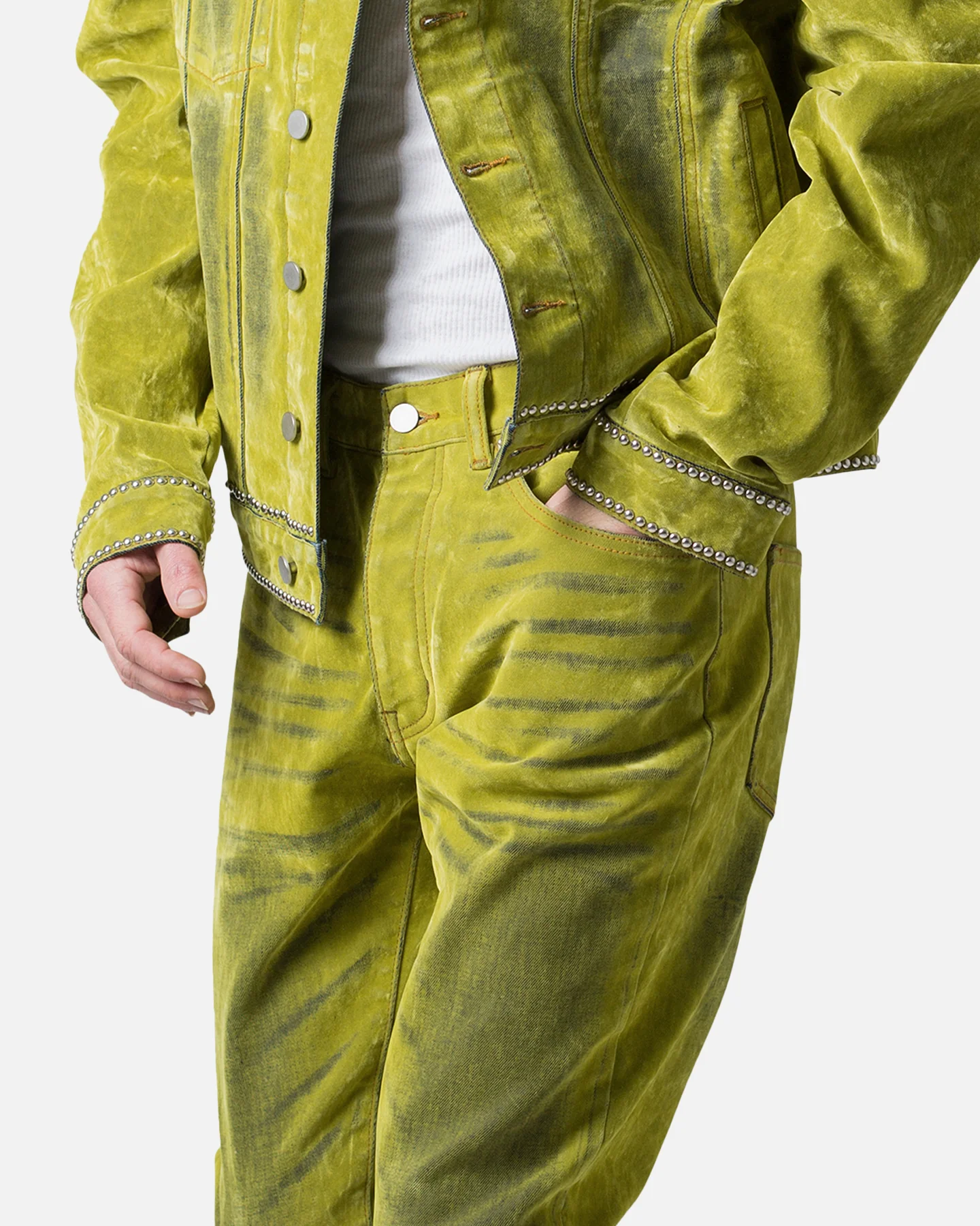 MNML B576 Flare Denim Jeans Green - Image 5