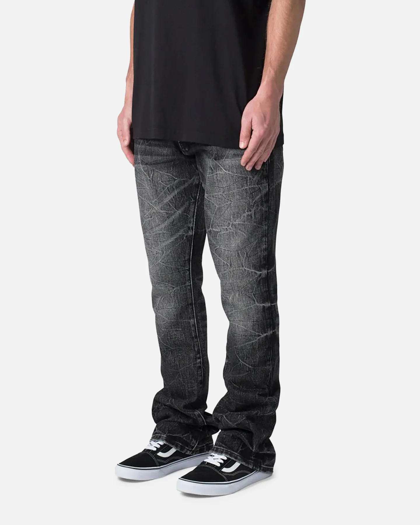 MNML B670 Occ Wave Wash Flare Denim Jeans Washed Black - Image 2