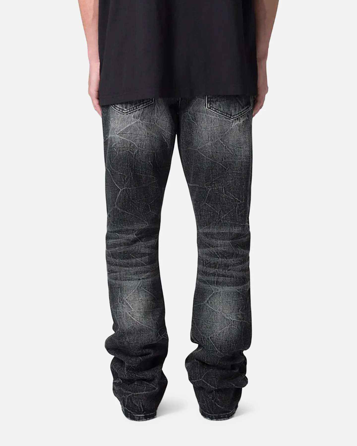MNML B670 Occ Wave Wash Flare Denim Jeans Washed Black - Image 4