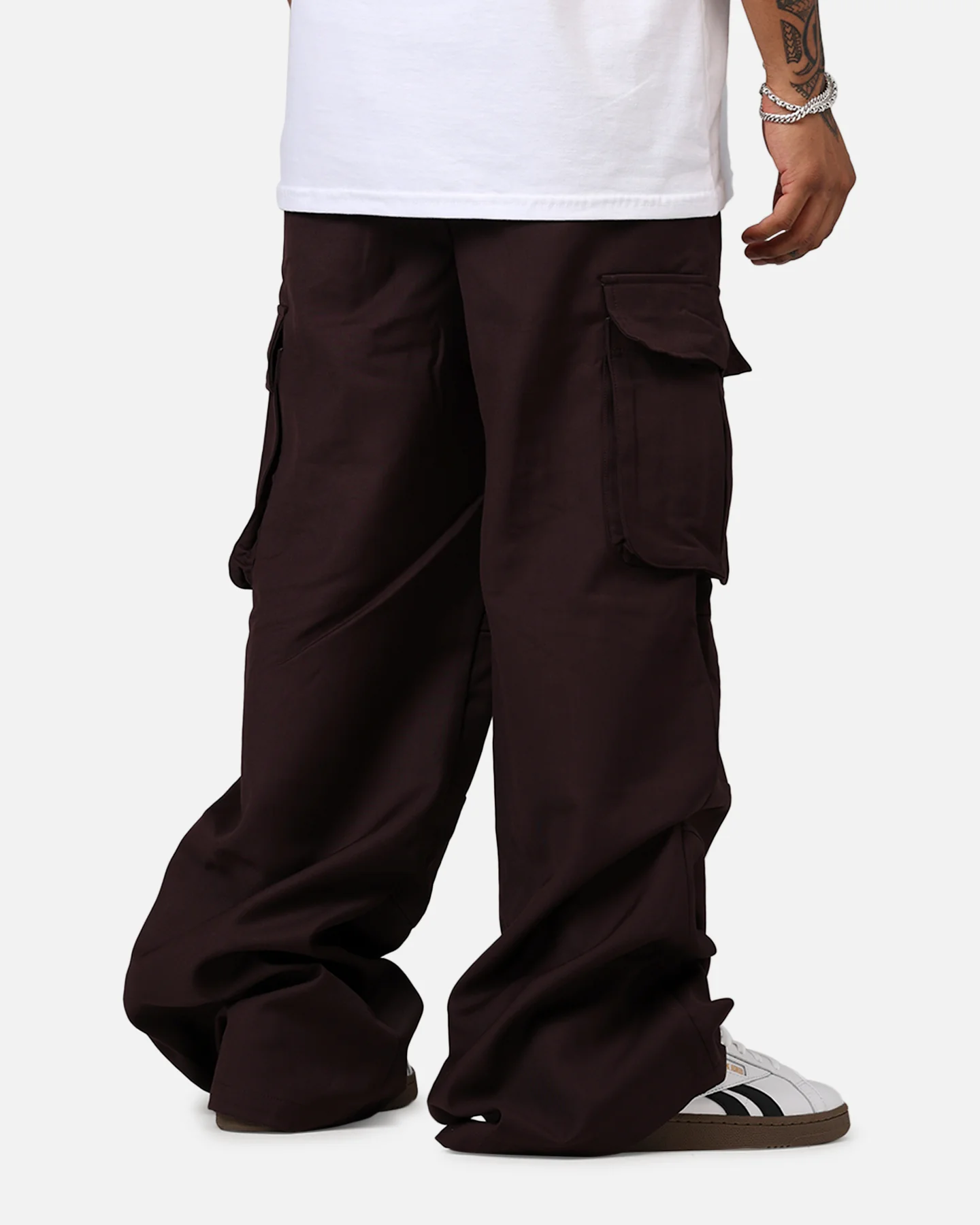 MNML Baggy Cargo Trouser Pants Burgandy - Image 3