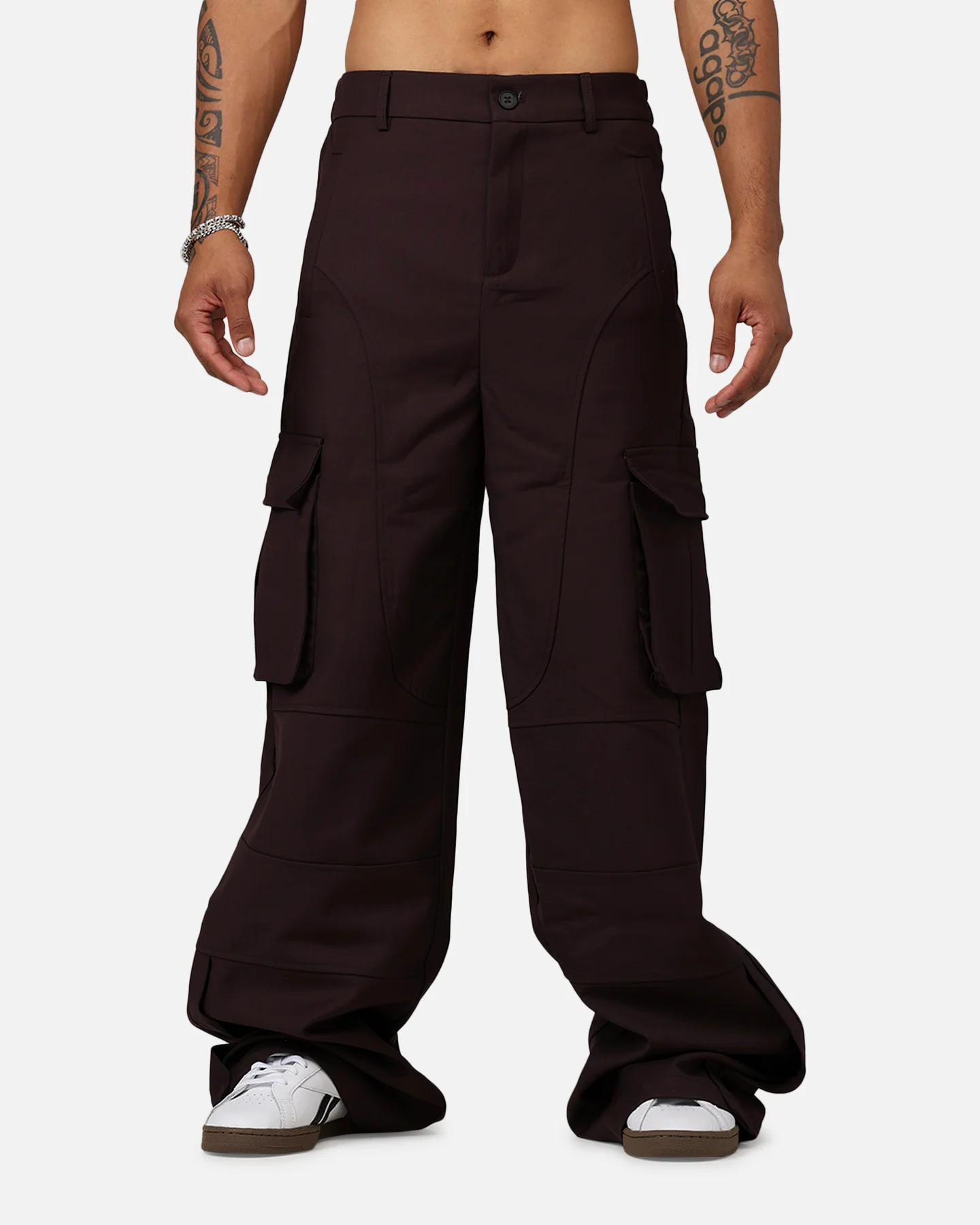 MNML Baggy Cargo Trouser Pants Burgandy - Image 6